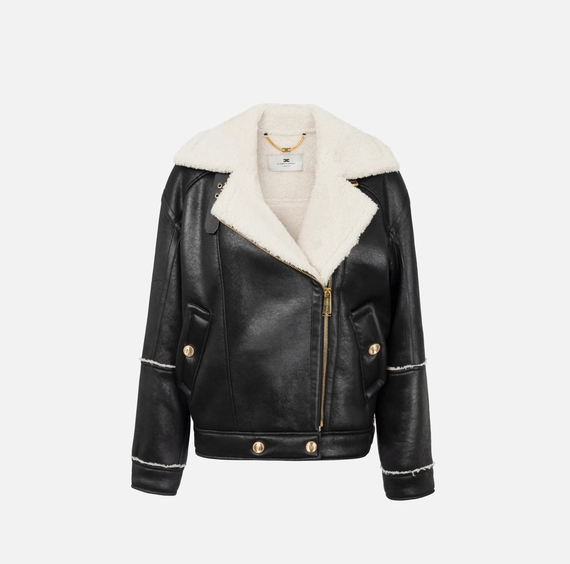 Elisabetta Franchi Coats And Jackets | Aviator faux leather jacket