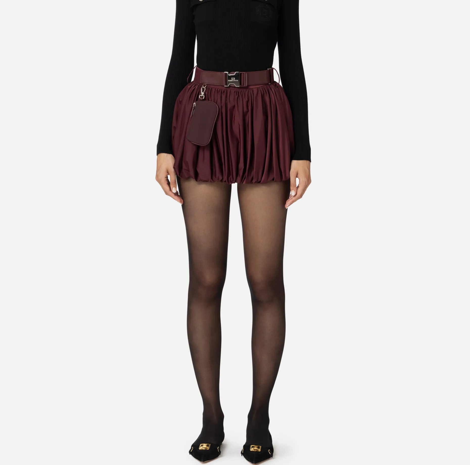 Elisabetta Franchi Skirts | Balloon miniskirt in technical nylon with belt