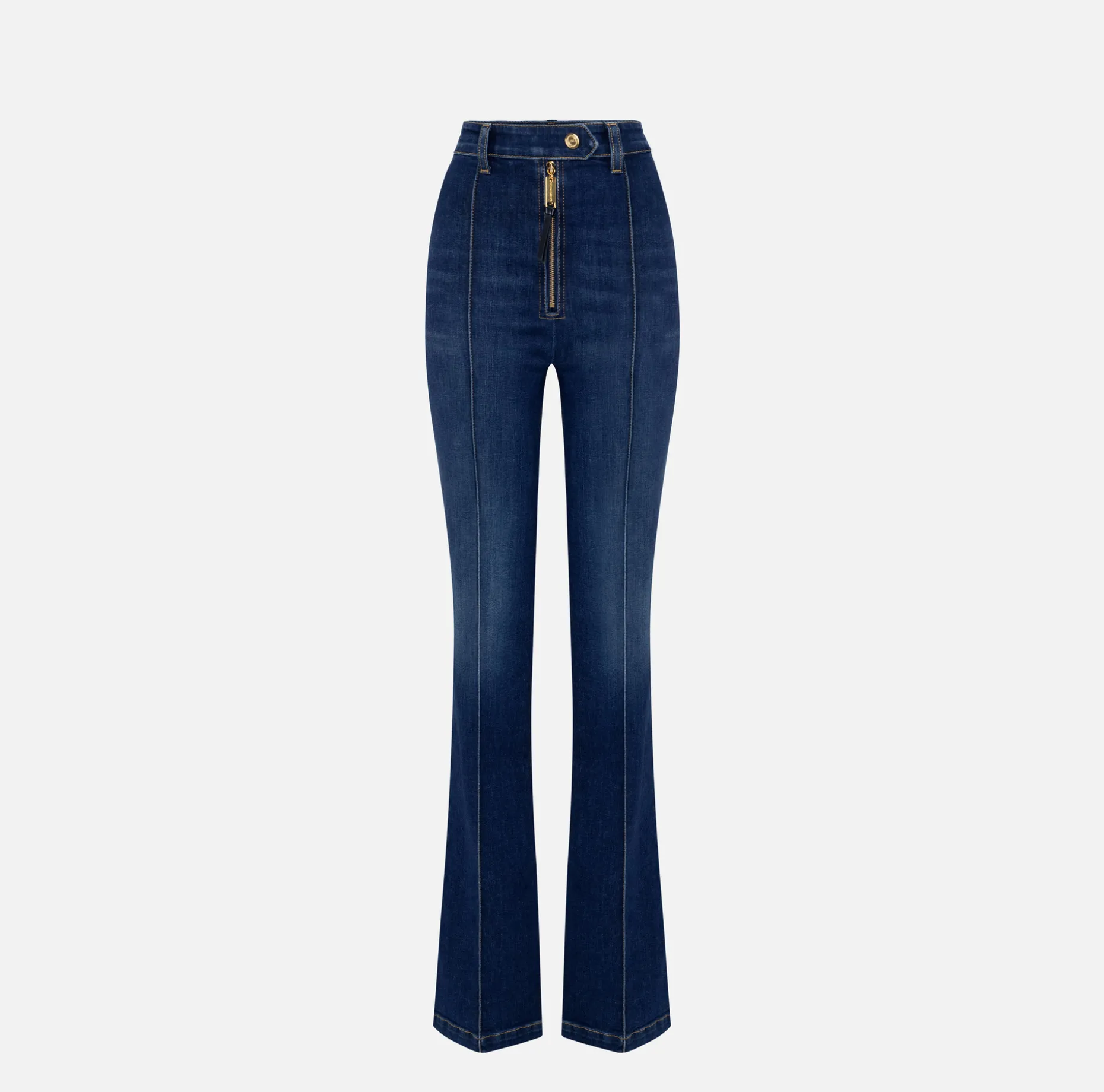 Elisabetta Franchi Jeans | Bell-bottom stretch cotton jeans with ribs