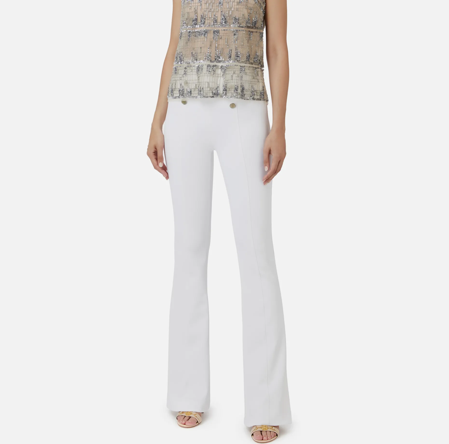 Elisabetta Franchi Trousers And Shorts | Bell-bottom trousers in crêpe fabric with satin waistband