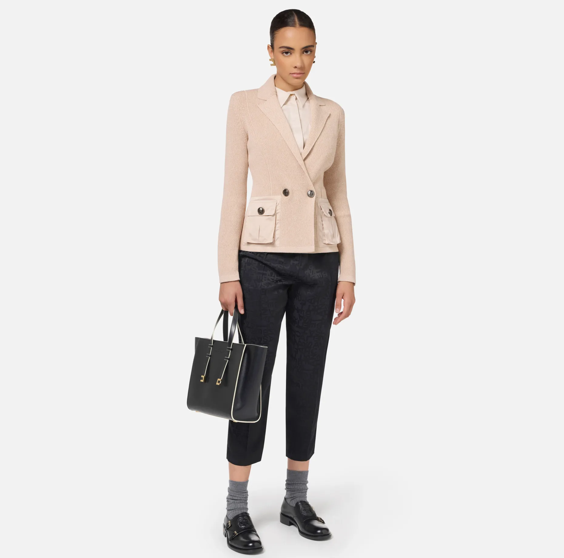 Elisabetta Franchi Jackets And Trench Coats | Knitwear And Sweatshirts | Blazer with pockets in technical voile fabric