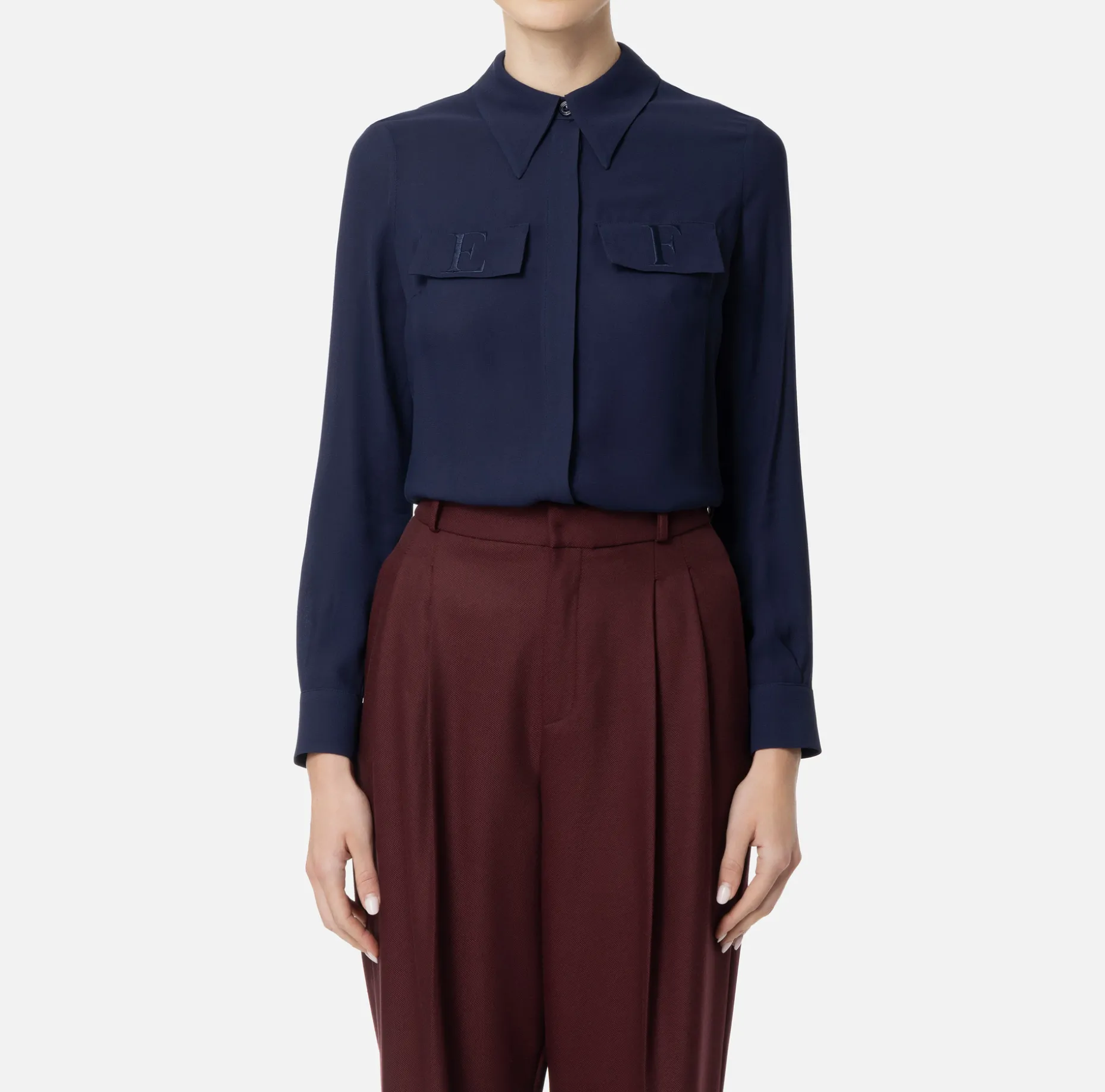 Elisabetta Franchi Shirts And Blouses | Blouse in georgette fabric with embroidered flaps