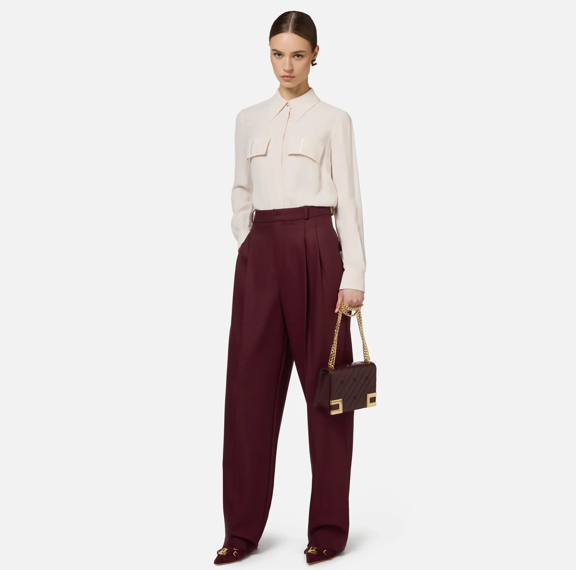 Elisabetta Franchi Shirts And Blouses | Blouse in georgette fabric with embroidered flaps