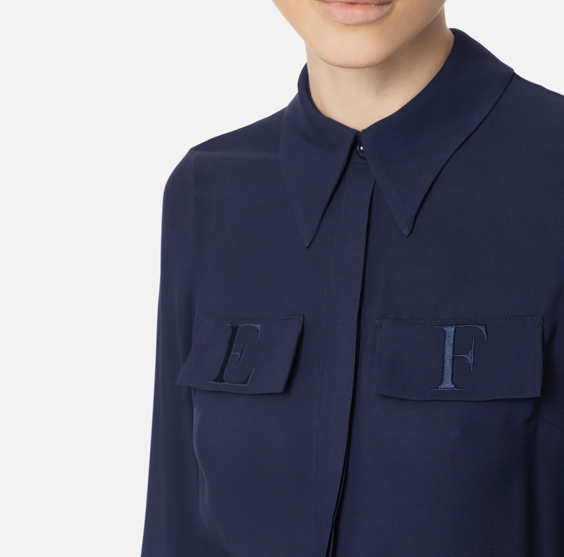 Elisabetta Franchi Shirts And Blouses | Blouse in georgette fabric with embroidered flaps