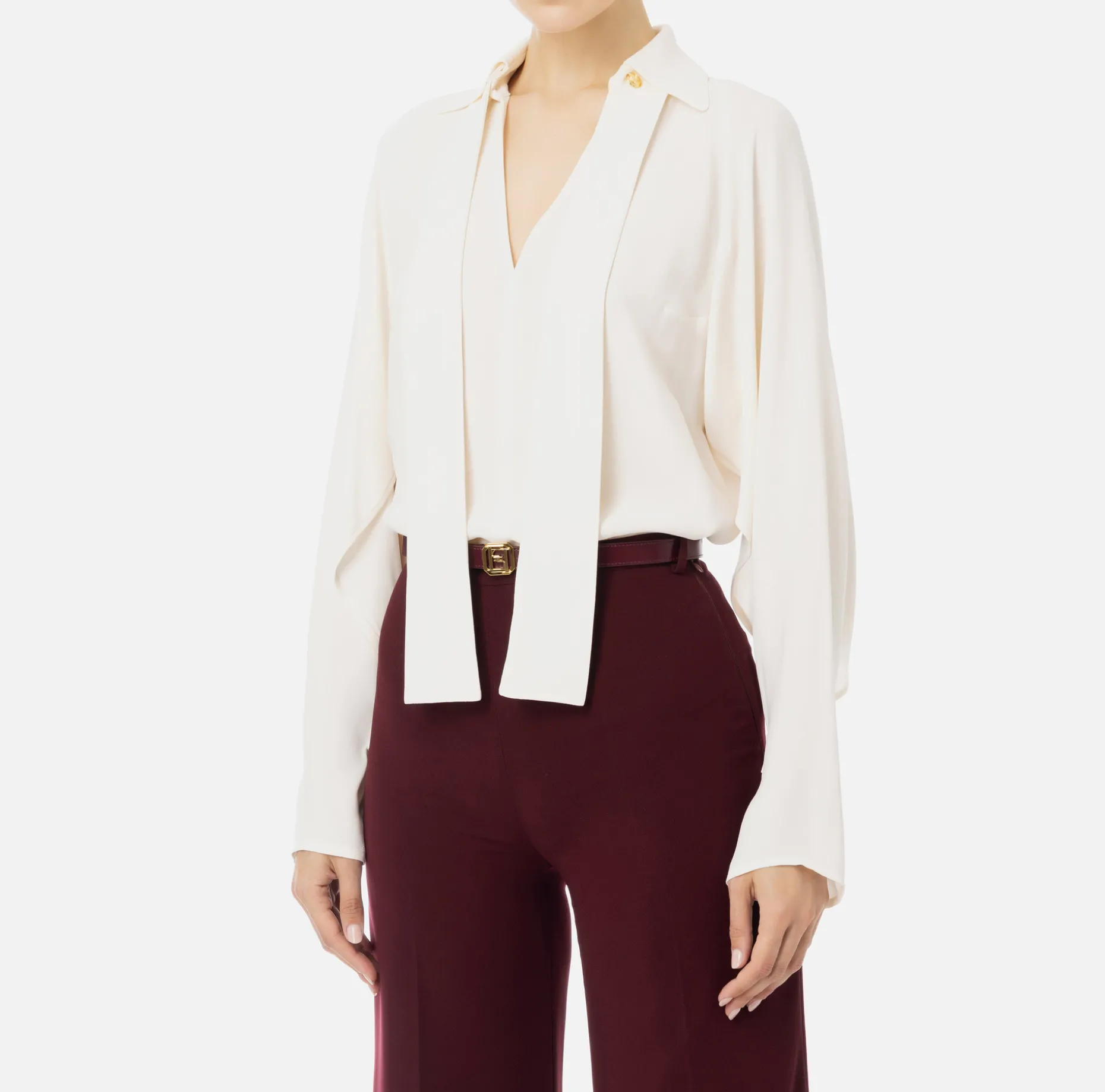 Elisabetta Franchi Shirts And Blouses | Blouse in georgette fabric with foulard scarf