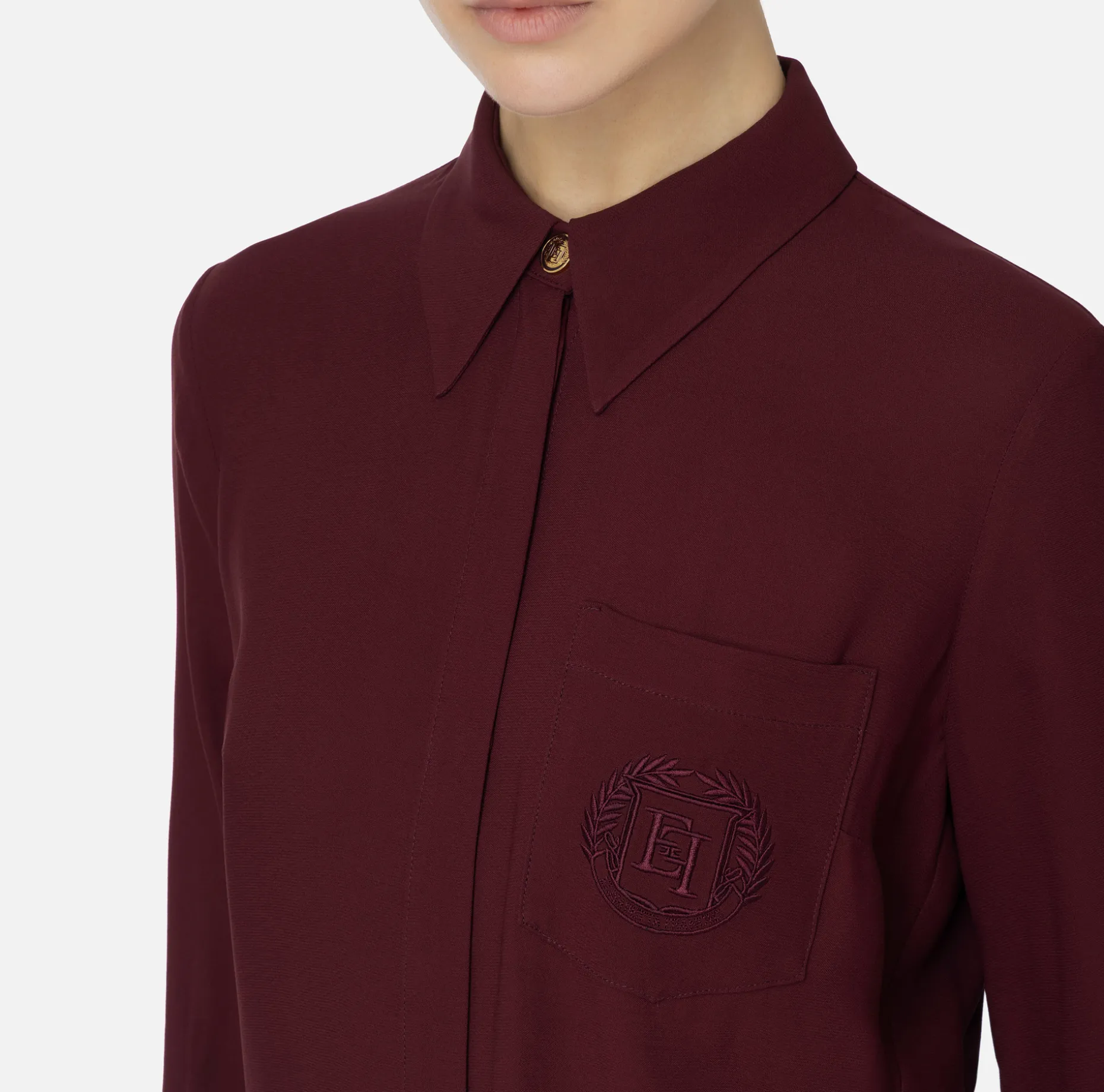 Elisabetta Franchi Shirts And Blouses | Blouse in georgette fabric with logo patch