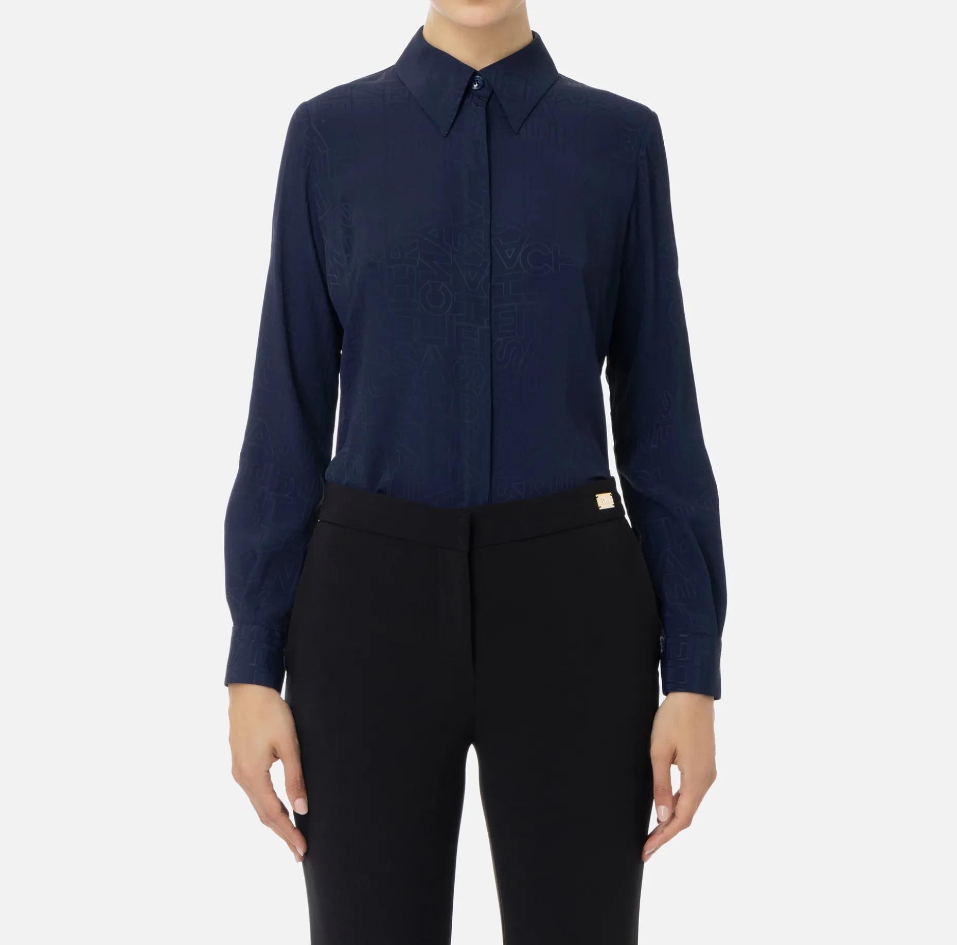 Elisabetta Franchi Shirts And Blouses | Blouse in jacquard georgette fabric with lettering