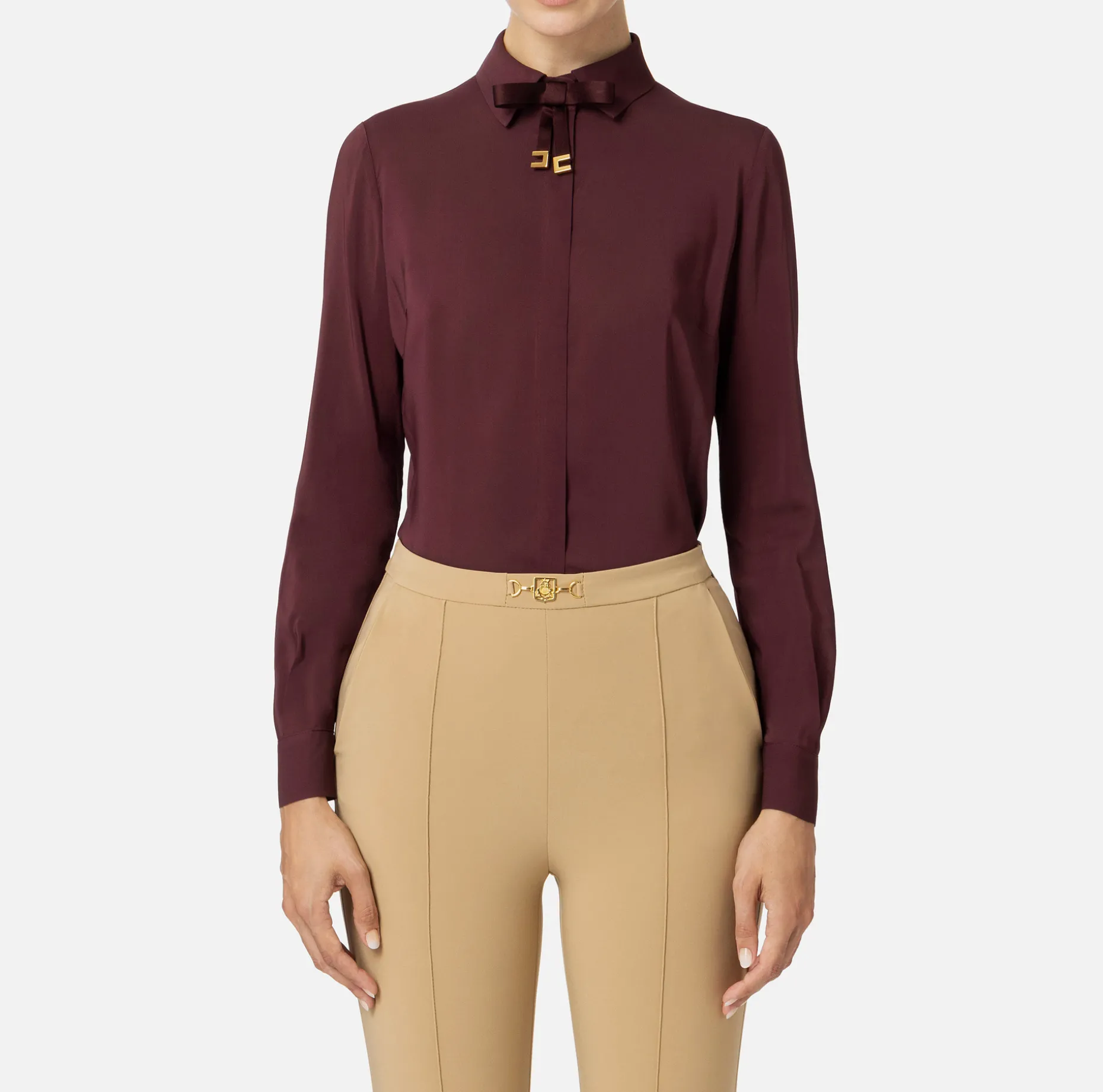 Elisabetta Franchi Shirts And Blouses | Blouse in stretch georgette fabric with bow