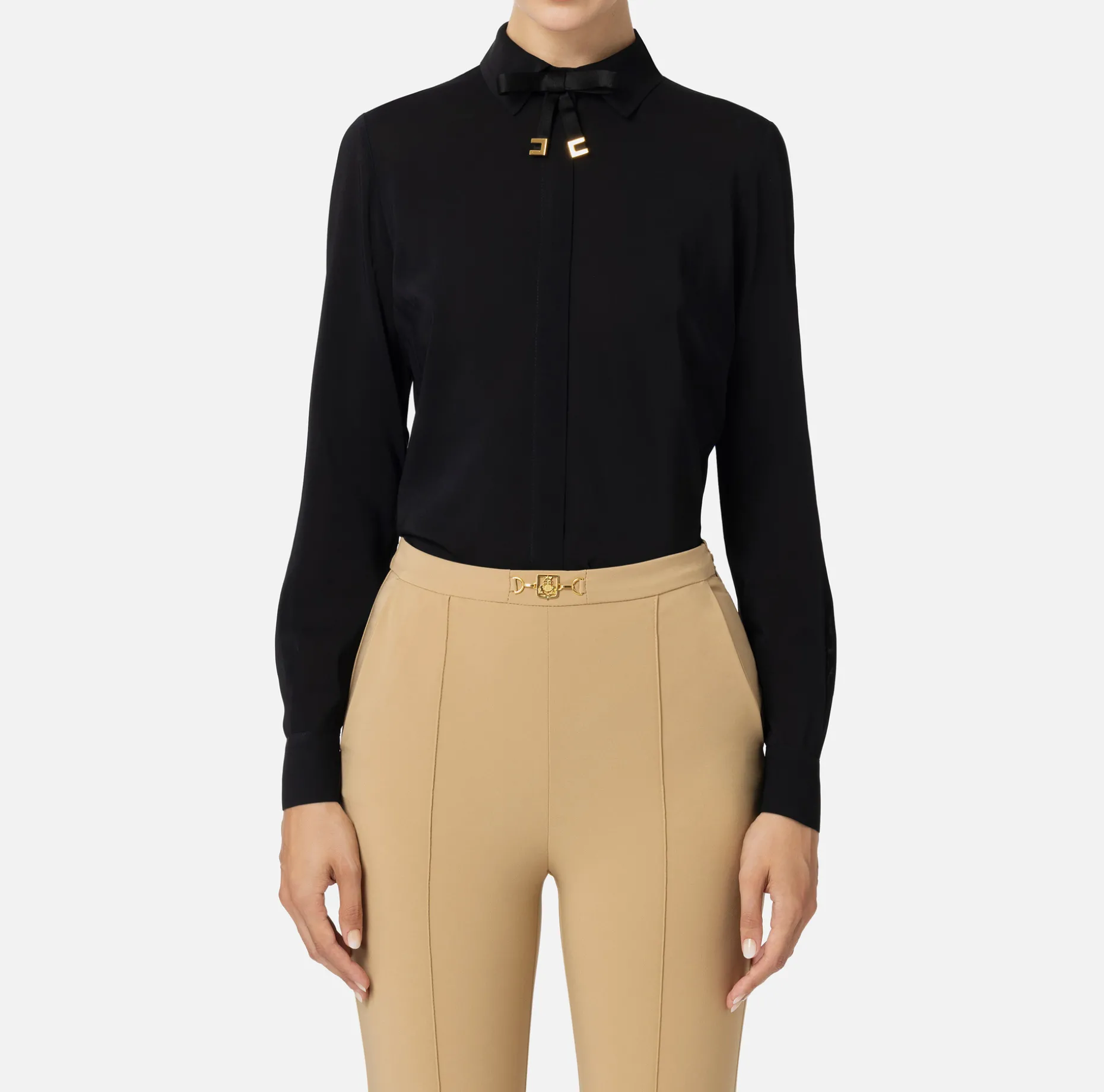 Elisabetta Franchi Shirts And Blouses | Blouse in stretch georgette fabric with bow