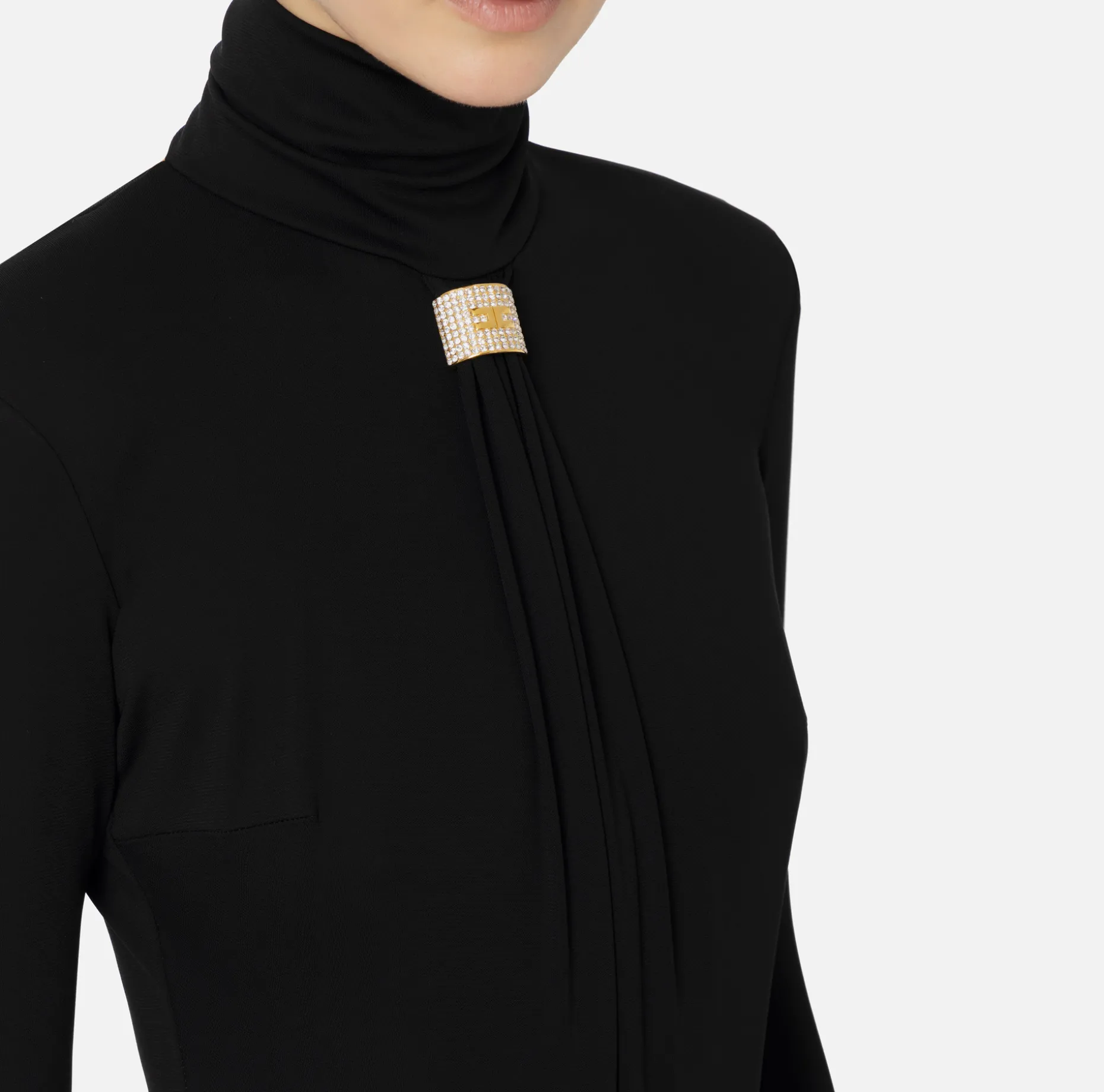 Elisabetta Franchi Top And T-Shirts | Bodysuit in jersey fabric with draping and logo plaque