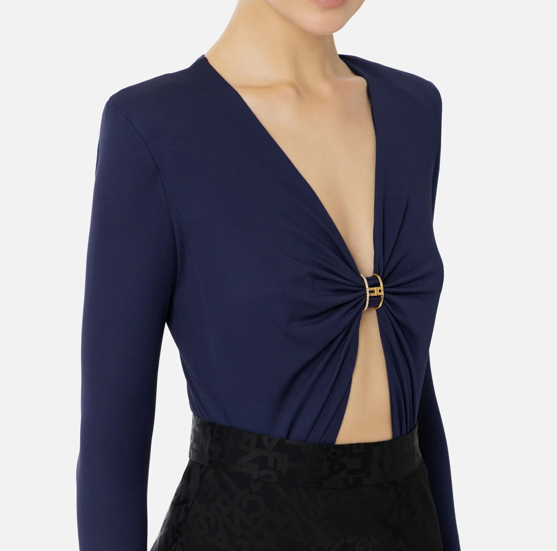 Elisabetta Franchi Top And T-Shirts | Bodysuit in jersey fabric with jewel ring