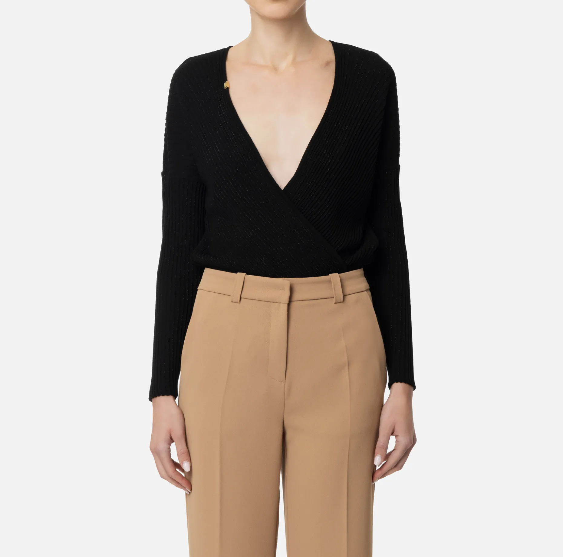 Elisabetta Franchi Top And T-Shirts | Bodysuit in narrow-ribbed lurex and viscose fabric