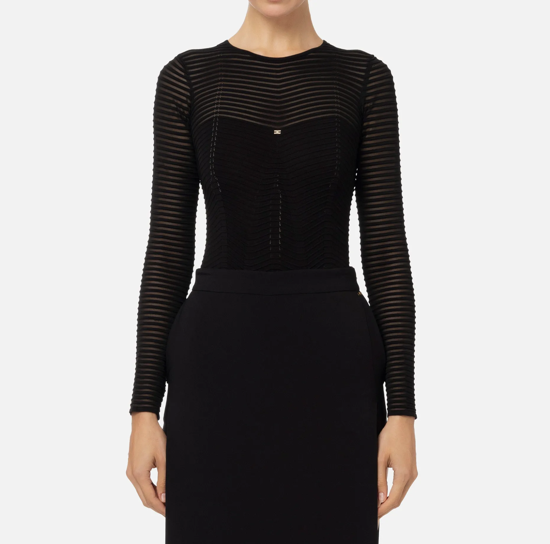 Elisabetta Franchi Top And T-Shirts | Bodysuit in viscose fabric with herringbone pattern