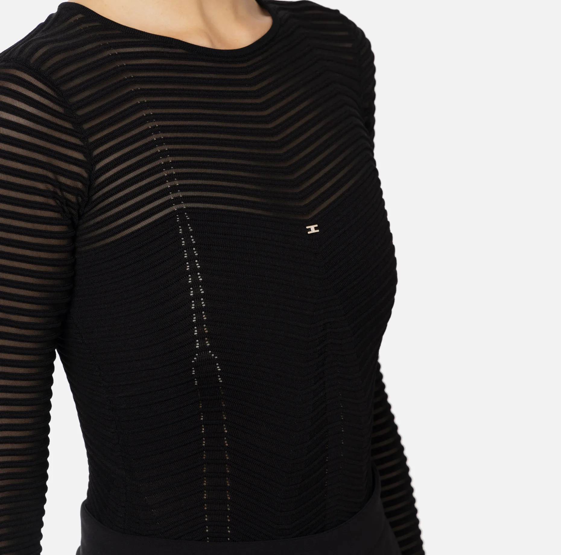 Elisabetta Franchi Top And T-Shirts | Bodysuit in viscose fabric with herringbone pattern