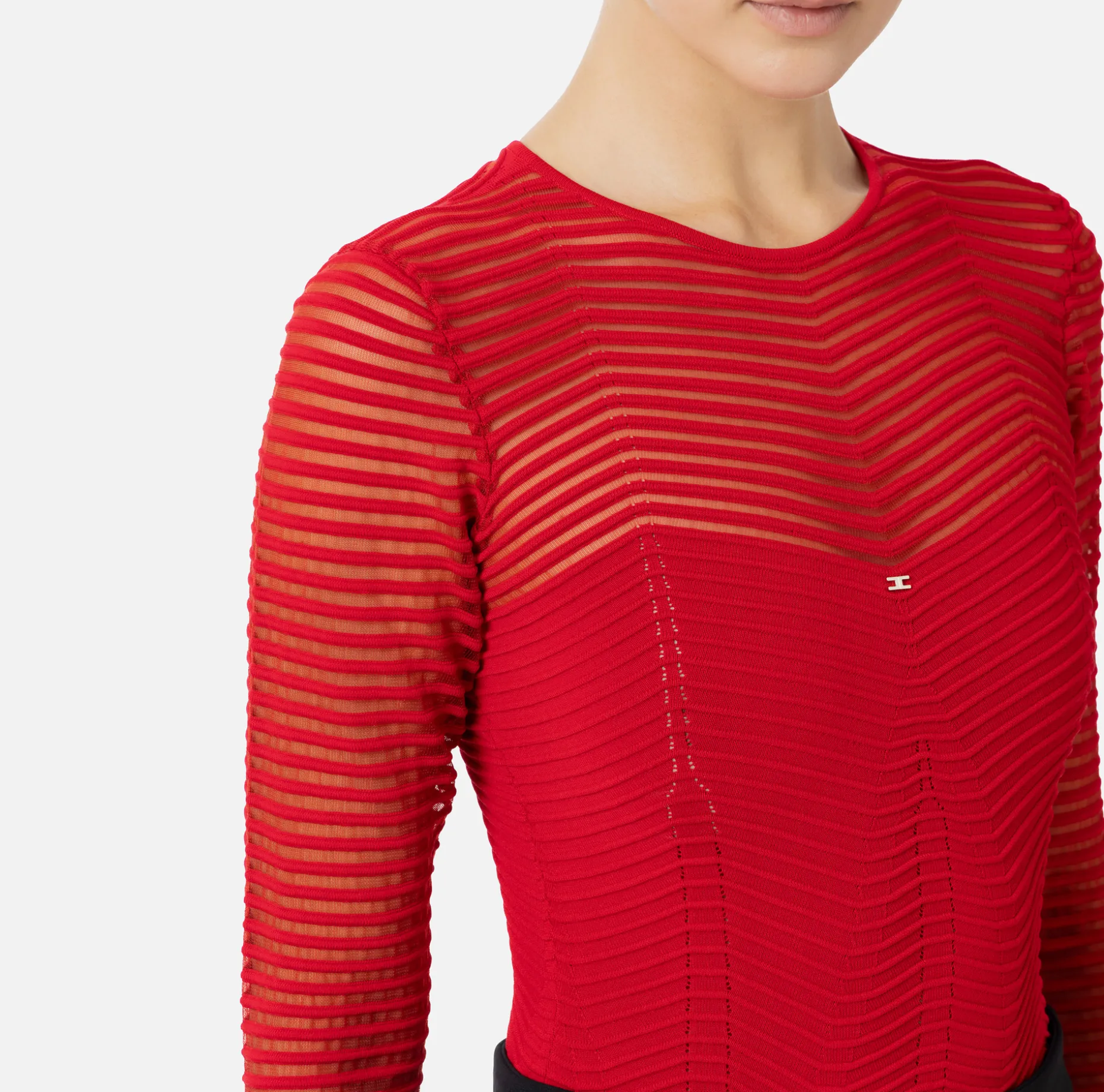 Elisabetta Franchi Top And T-Shirts | Bodysuit in viscose fabric with herringbone pattern