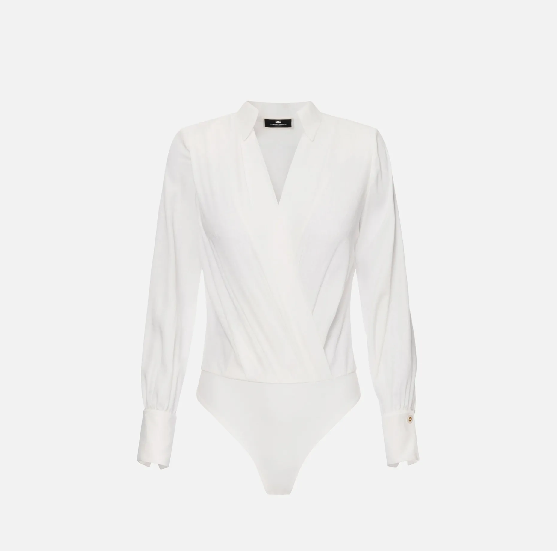 Elisabetta Franchi Shirts And Blouses | Top And T-Shirts | Bodysuit-style blouse in jacquard georgette fabric with lettering