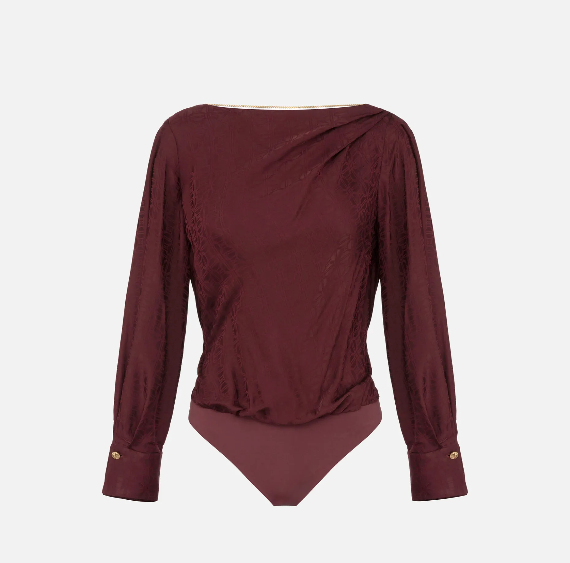 Elisabetta Franchi Shirts And Blouses | Top And T-Shirts | Bodysuit-style blouse in jacquard satin fabric with necklace