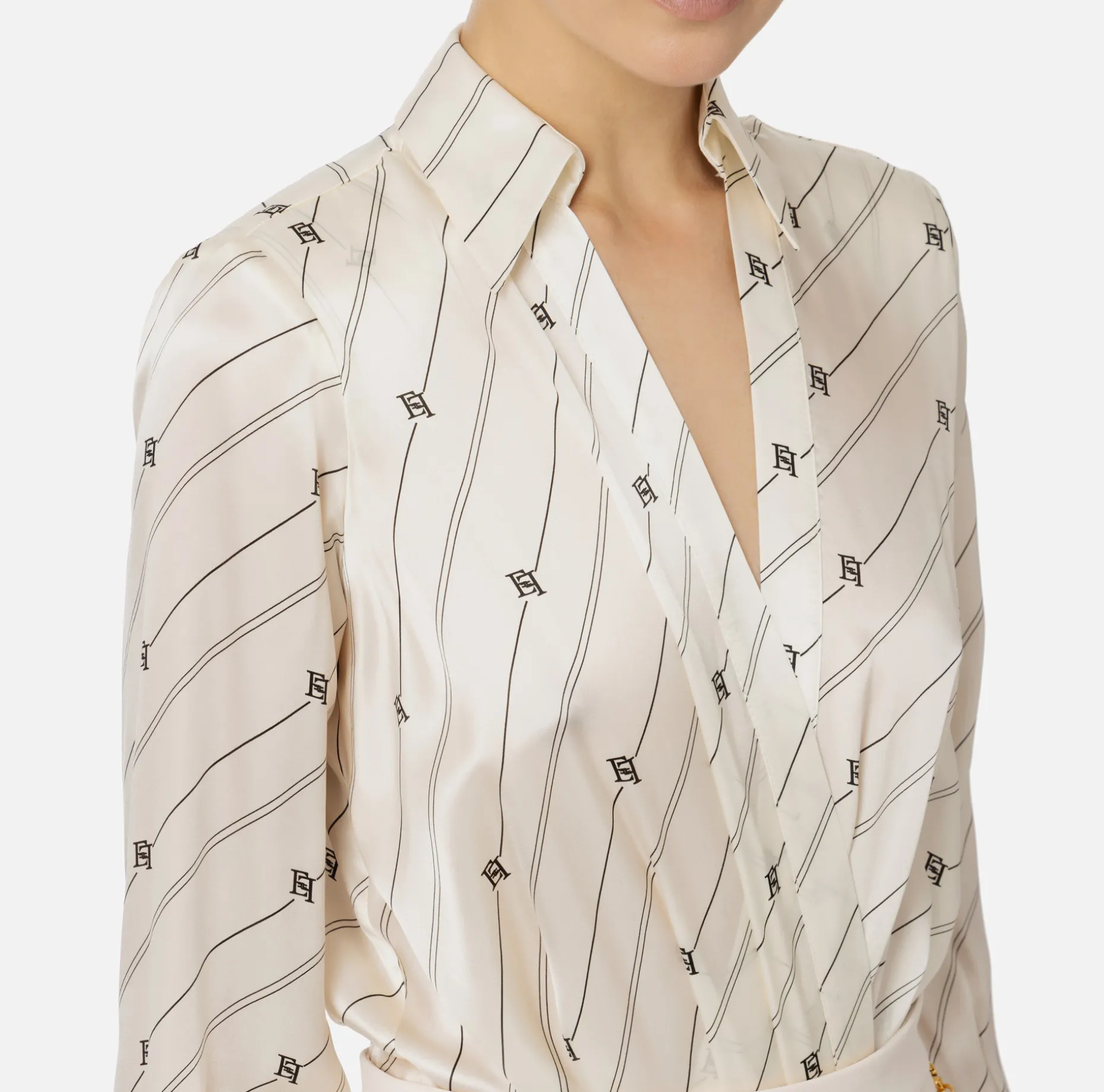 Elisabetta Franchi Shirts And Blouses | Top And T-Shirts | Bodysuit-style printed silk blouse