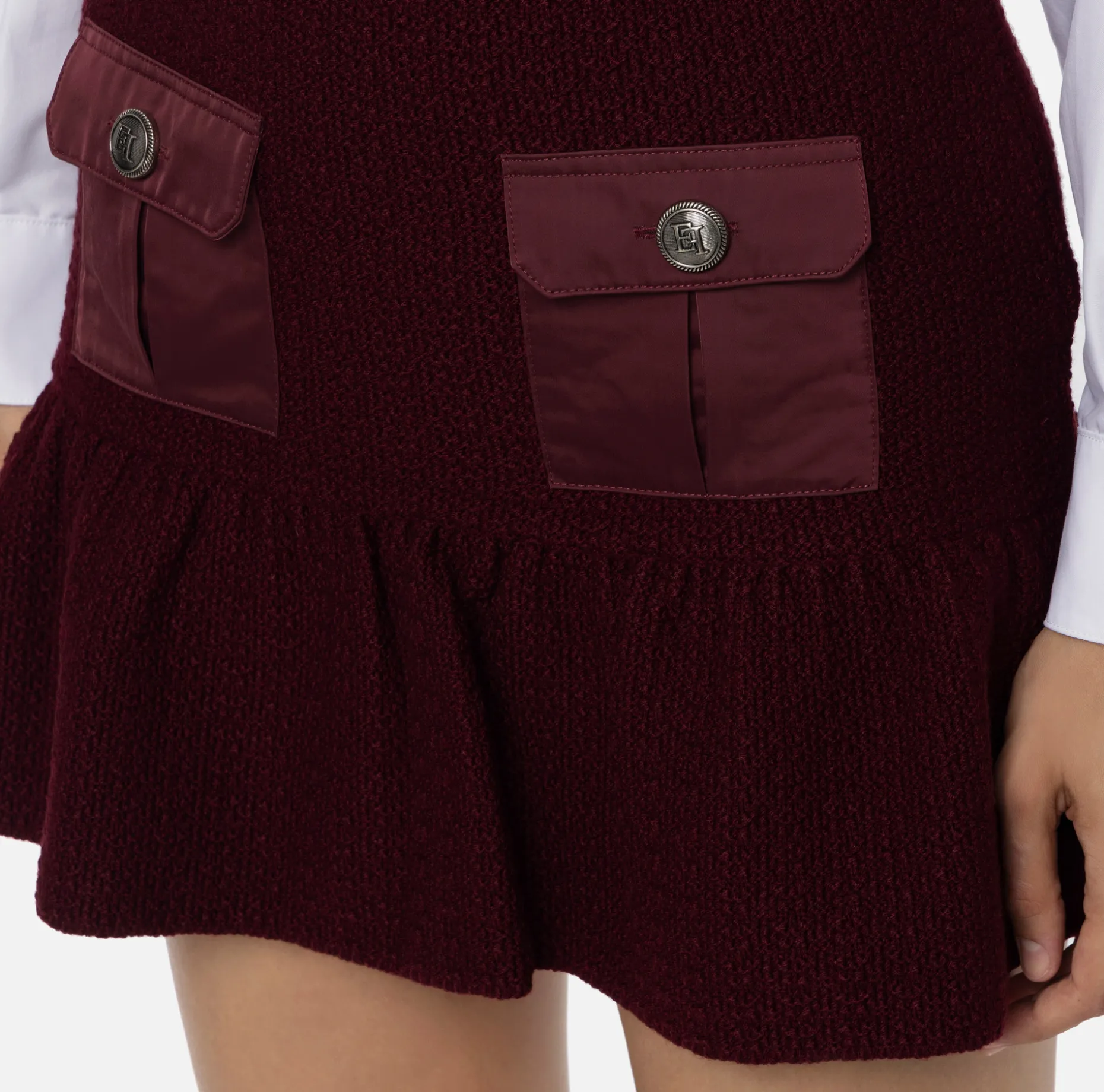 Elisabetta Franchi Skirts | Bouclé wool miniskirt with pockets in technical voile fabric