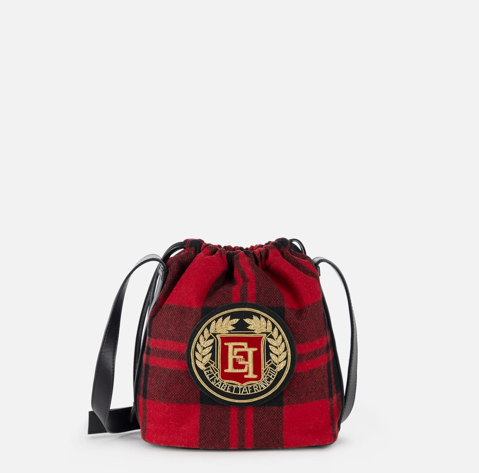 Elisabetta Franchi Strap Bags | Bucket bag in tartan wool