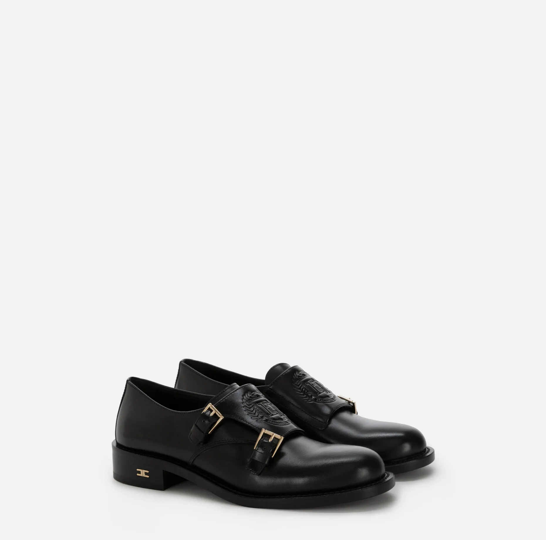 Elisabetta Franchi Sneakers & Flat Shoes | Calfskin leather Derby shoes with flap