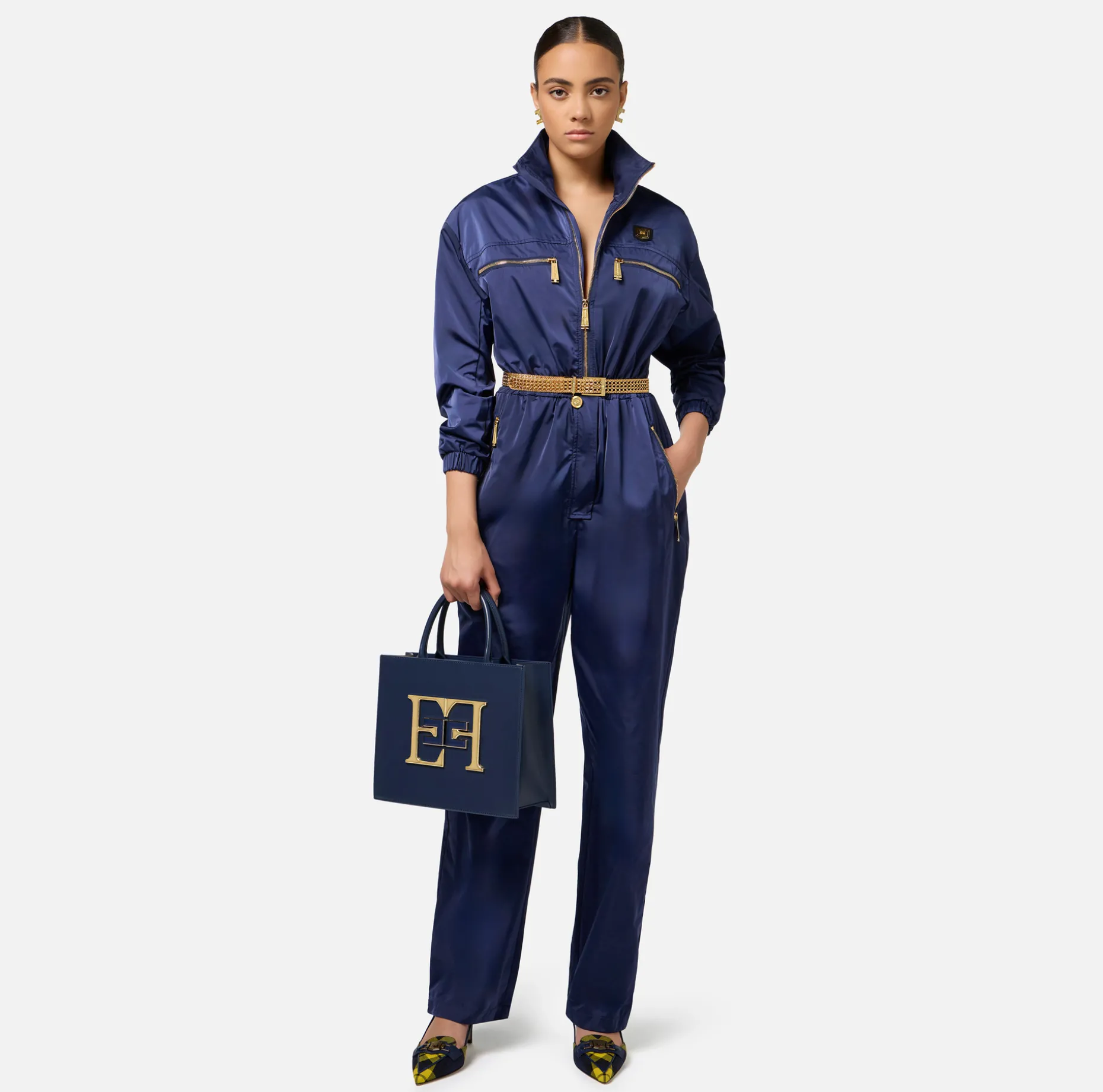 Elisabetta Franchi Jumpsuits | Cargo jumpsuit in technical nylon with zip