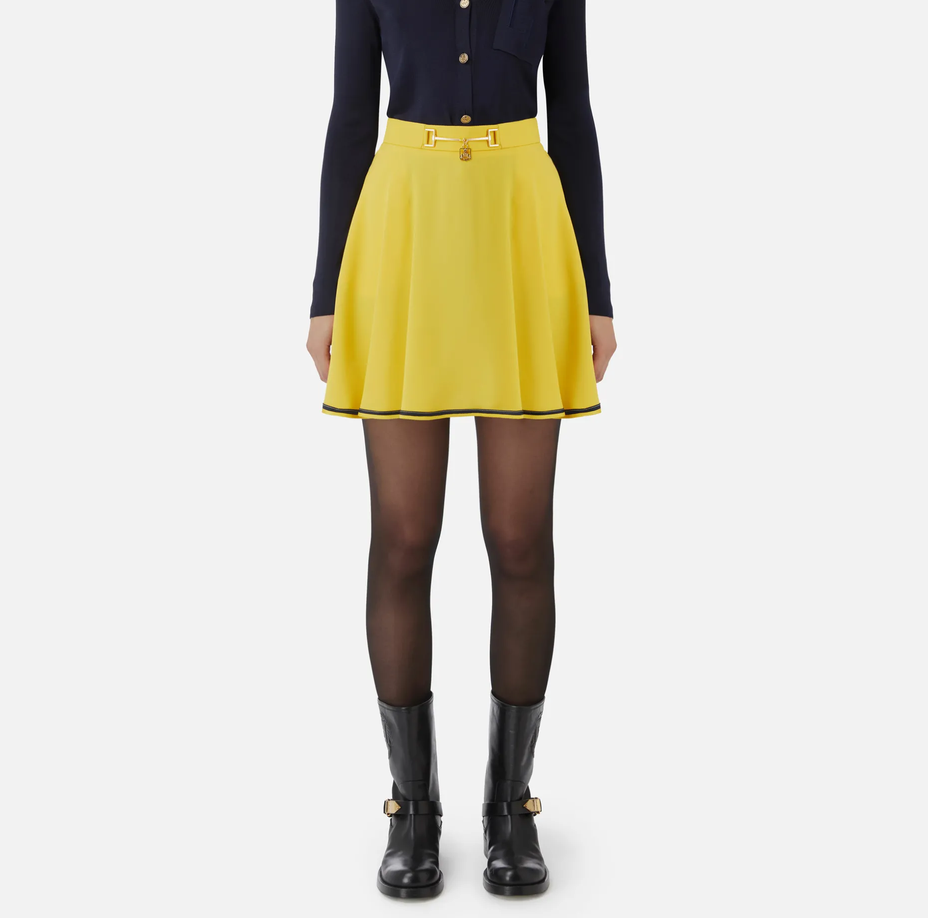 Elisabetta Franchi Skirts | Circle miniskirt in crêpe fabric with horsebit