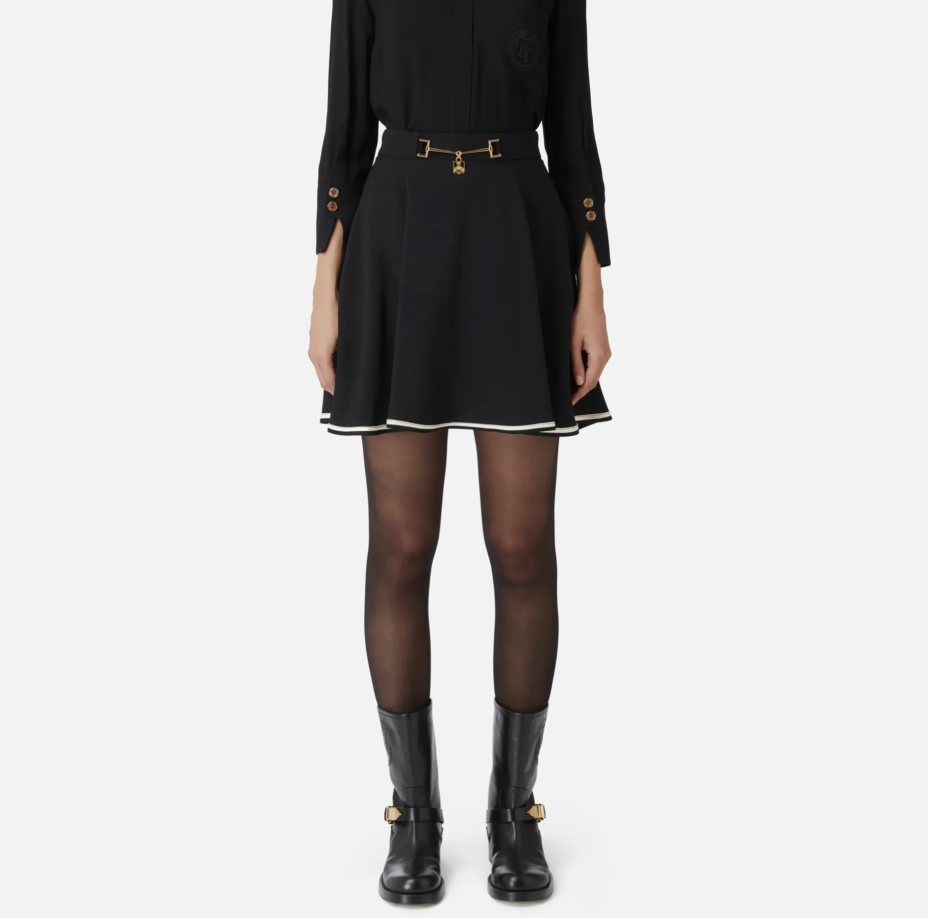 Elisabetta Franchi Skirts | Circle miniskirt in crêpe fabric with horsebit