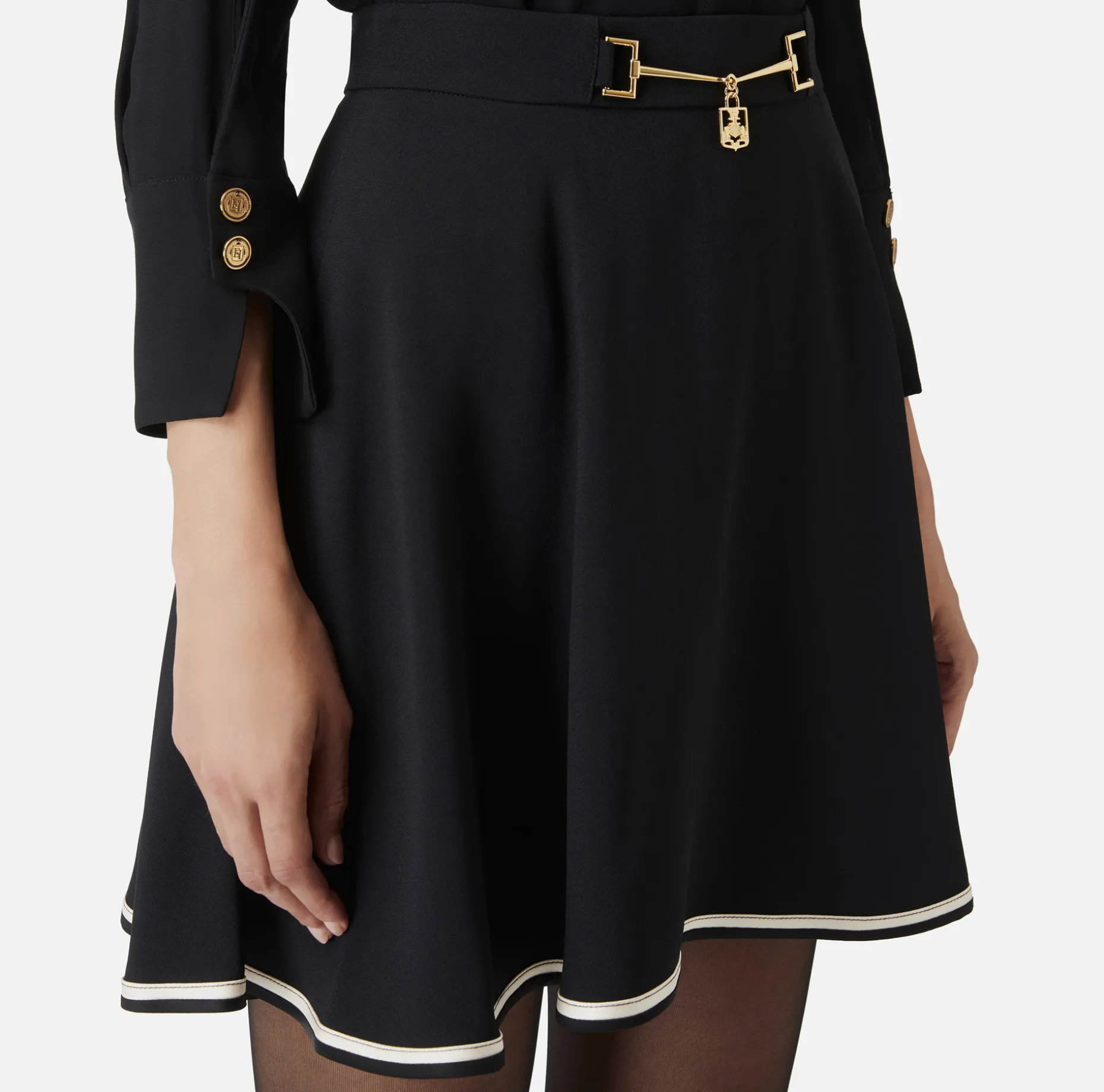 Elisabetta Franchi Skirts | Circle miniskirt in crêpe fabric with horsebit