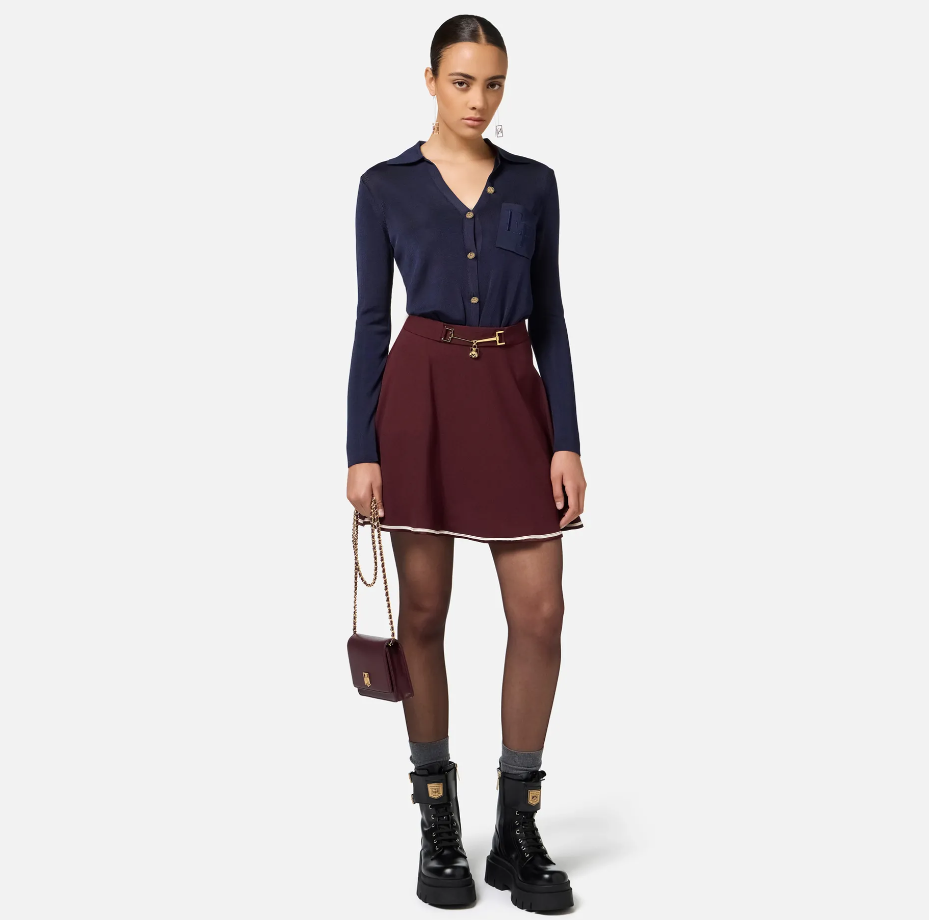 Elisabetta Franchi Skirts | Circle miniskirt in crêpe fabric with horsebit