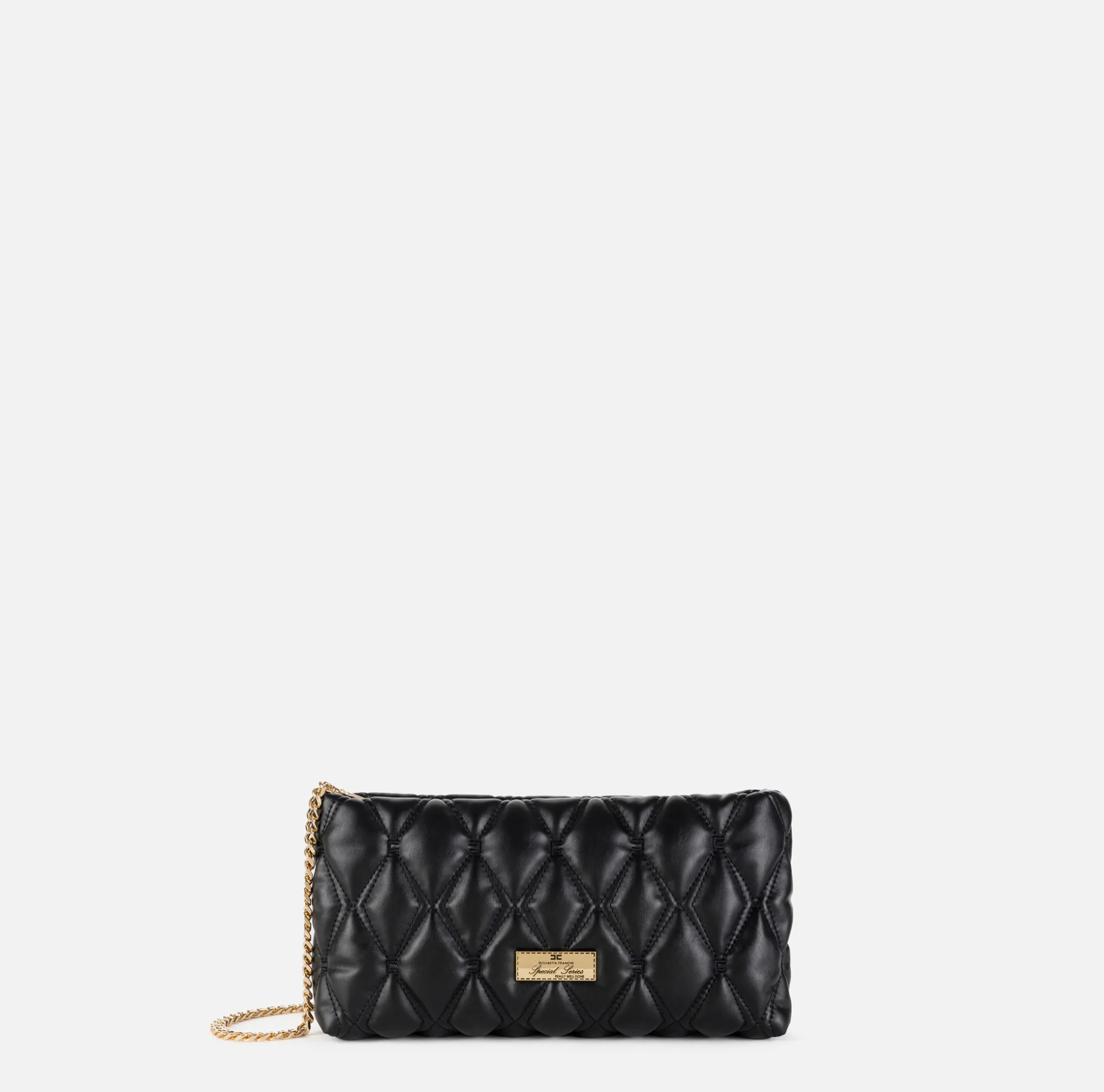 Elisabetta Franchi Clutch | Clutch bag in embossed fabric with chain shoulder strap