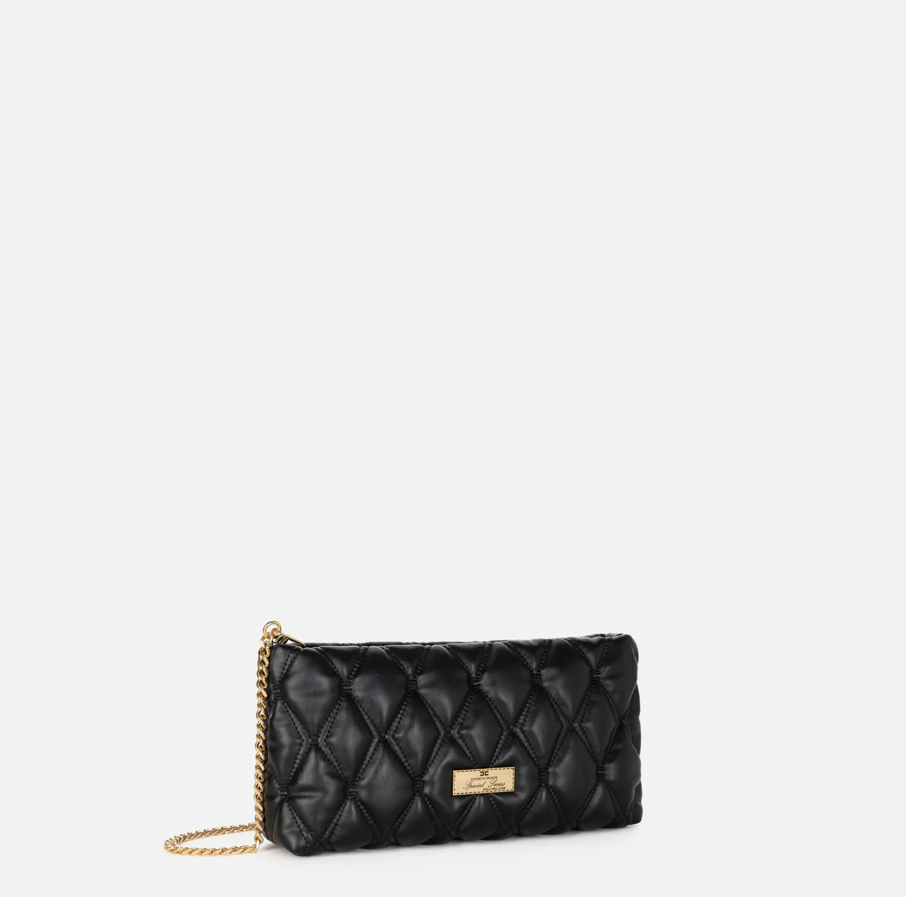 Elisabetta Franchi Clutch | Clutch bag in embossed fabric with chain shoulder strap