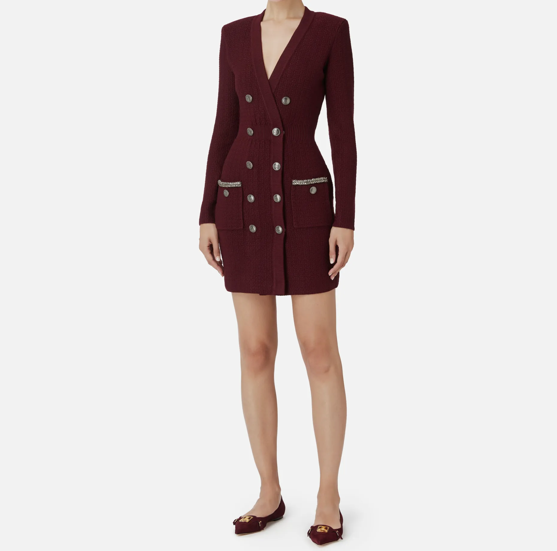 Elisabetta Franchi Dresses | Mini Dresses | Coat dress in bouclé wool with embroidery