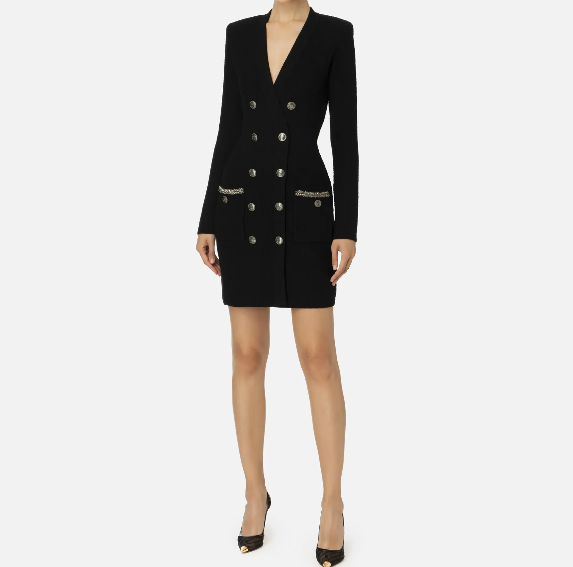 Elisabetta Franchi Dresses | Mini Dresses | Coat dress in bouclé wool with embroidery