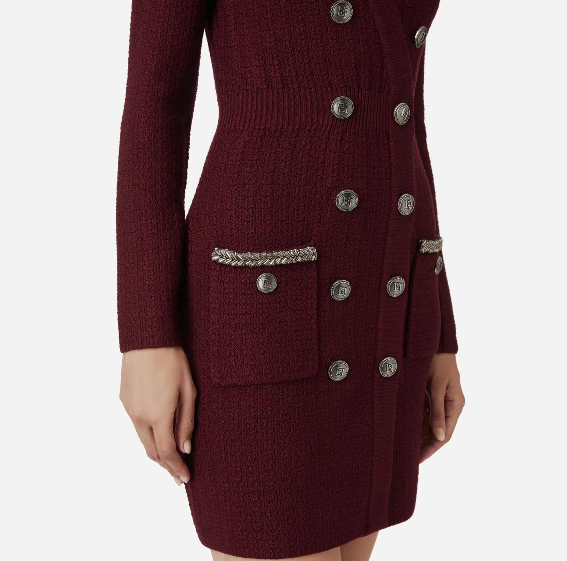 Elisabetta Franchi Dresses | Mini Dresses | Coat dress in bouclé wool with embroidery