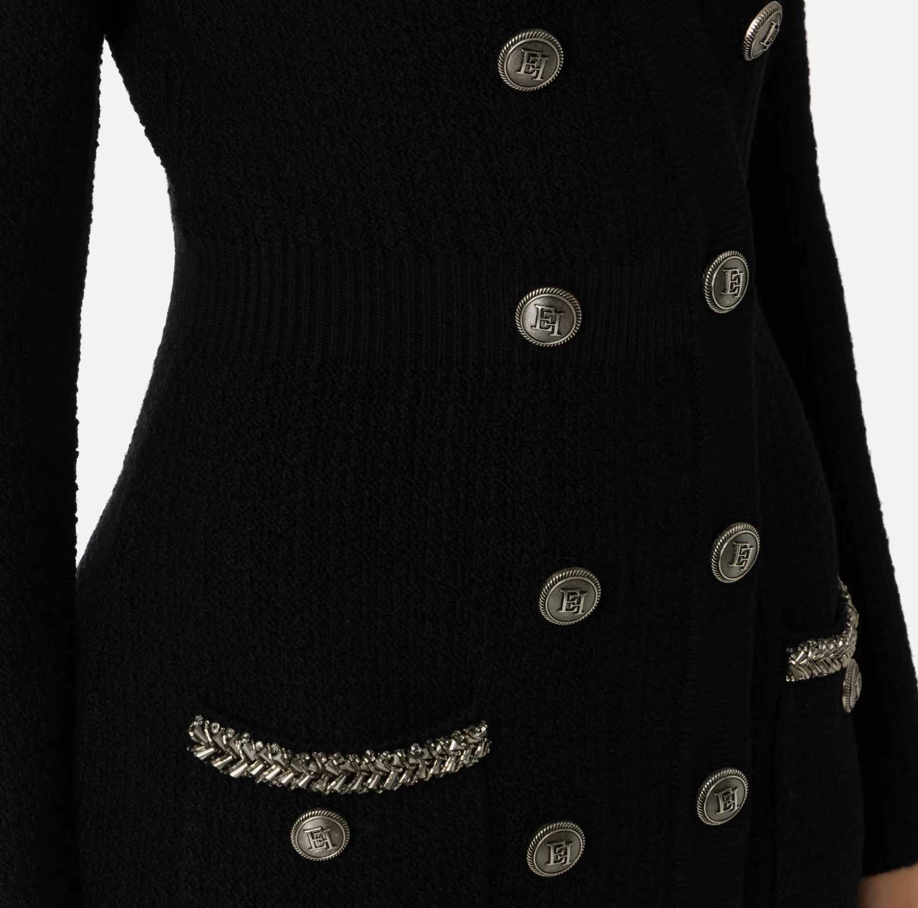 Elisabetta Franchi Dresses | Mini Dresses | Coat dress in bouclé wool with embroidery