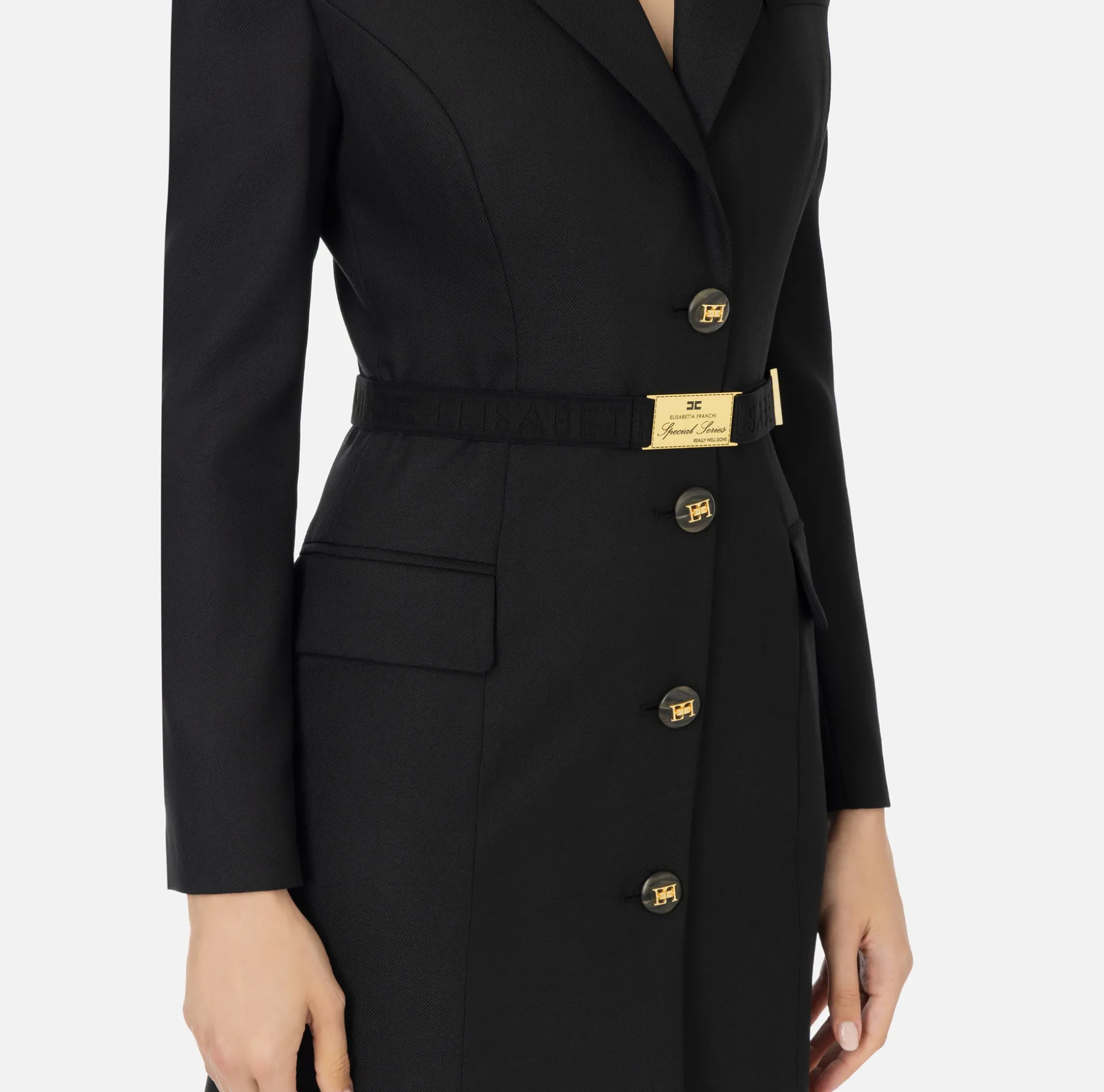 Elisabetta Franchi Mini Dresses | Coat Dresses | Coat dress in cool wool with belt