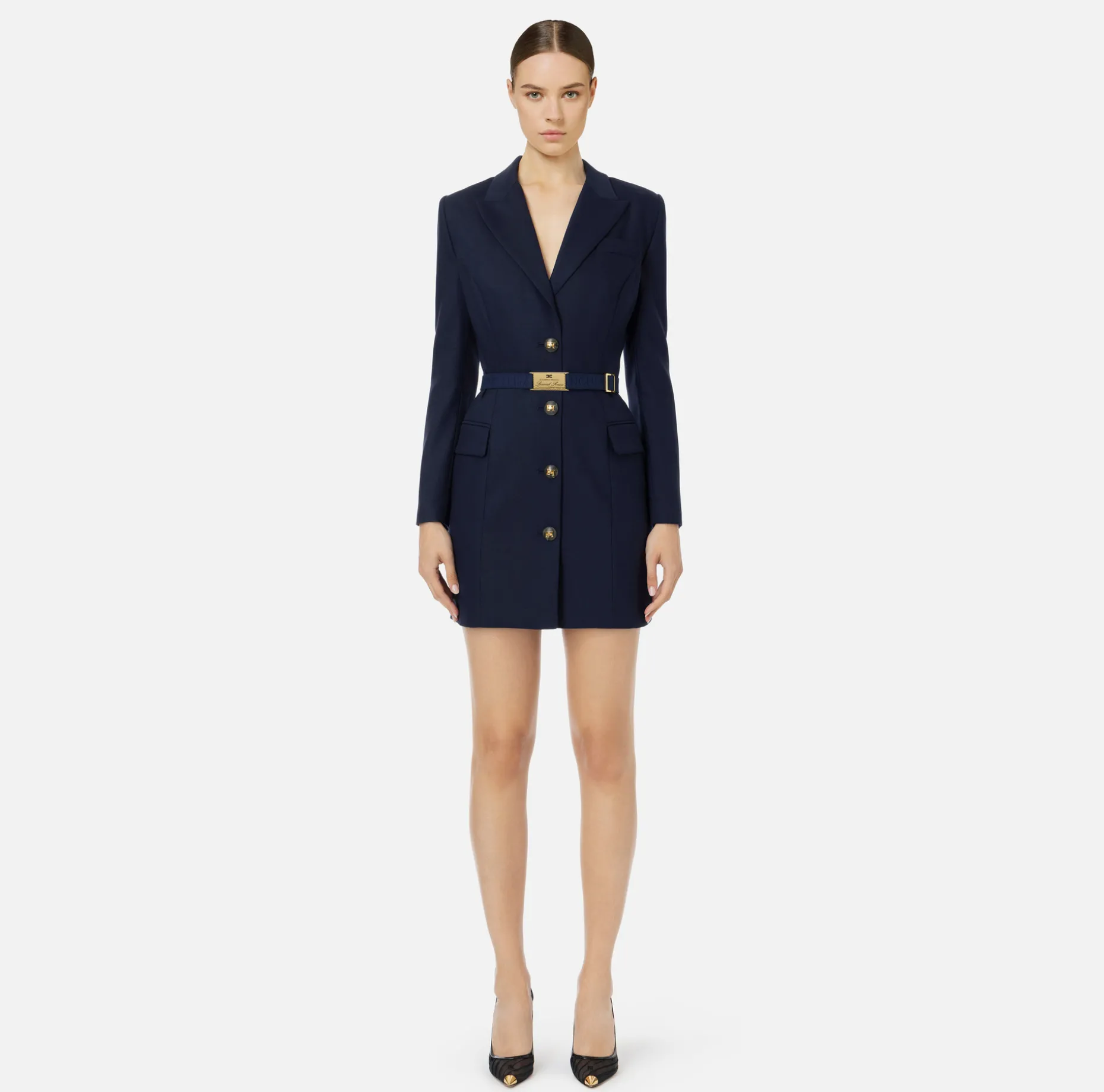 Elisabetta Franchi Mini Dresses | Coat Dresses | Coat dress in cool wool with belt