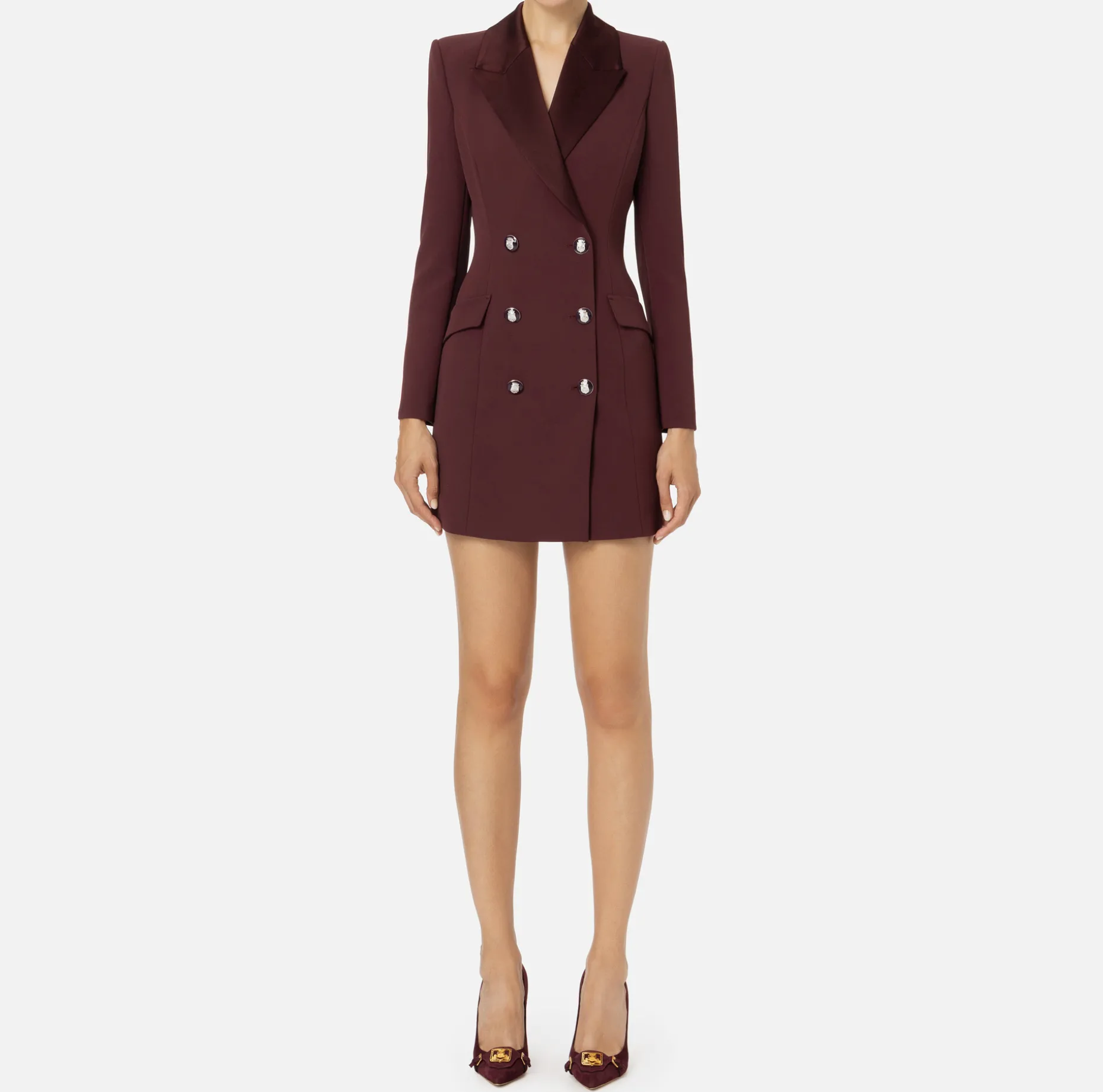 Elisabetta Franchi Mini Dresses | Coat Dresses | Coat dress in stretch crêpe fabric with satin lapels