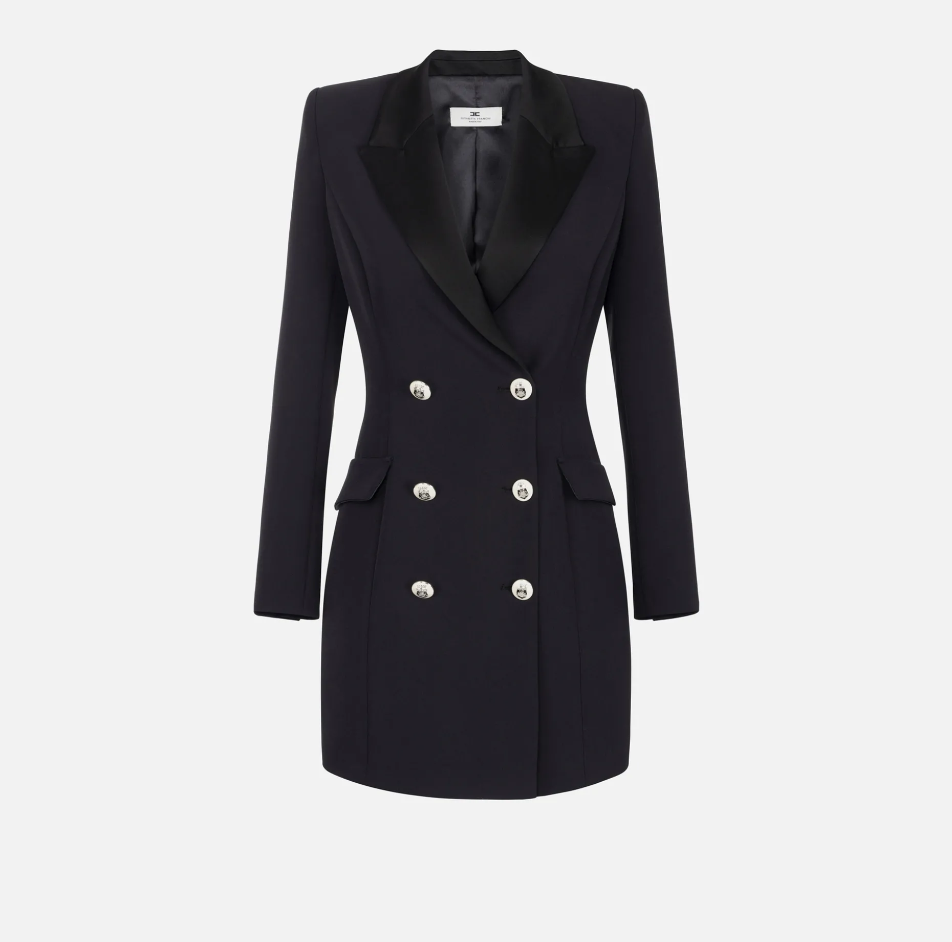 Elisabetta Franchi Mini Dresses | Coat Dresses | Coat dress in stretch crêpe fabric with satin lapels