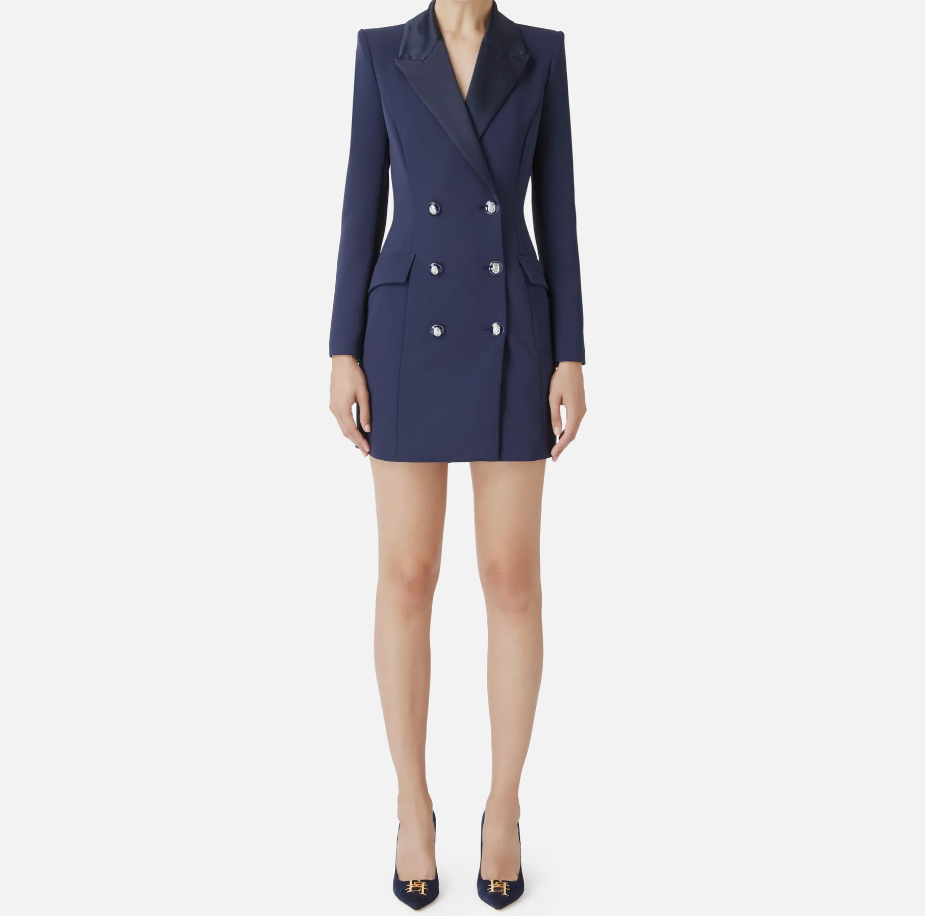 Elisabetta Franchi Mini Dresses | Coat Dresses | Coat dress in stretch crêpe fabric with satin lapels