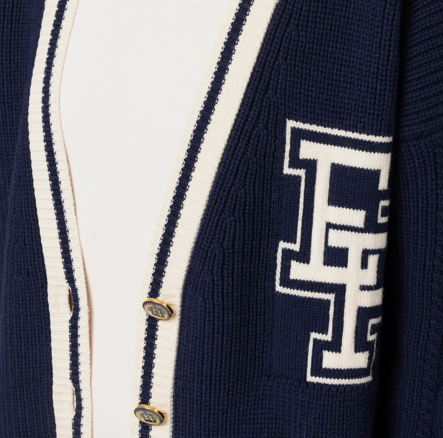 Elisabetta Franchi Knitwear And Sweatshirts | College-style wool cardigan