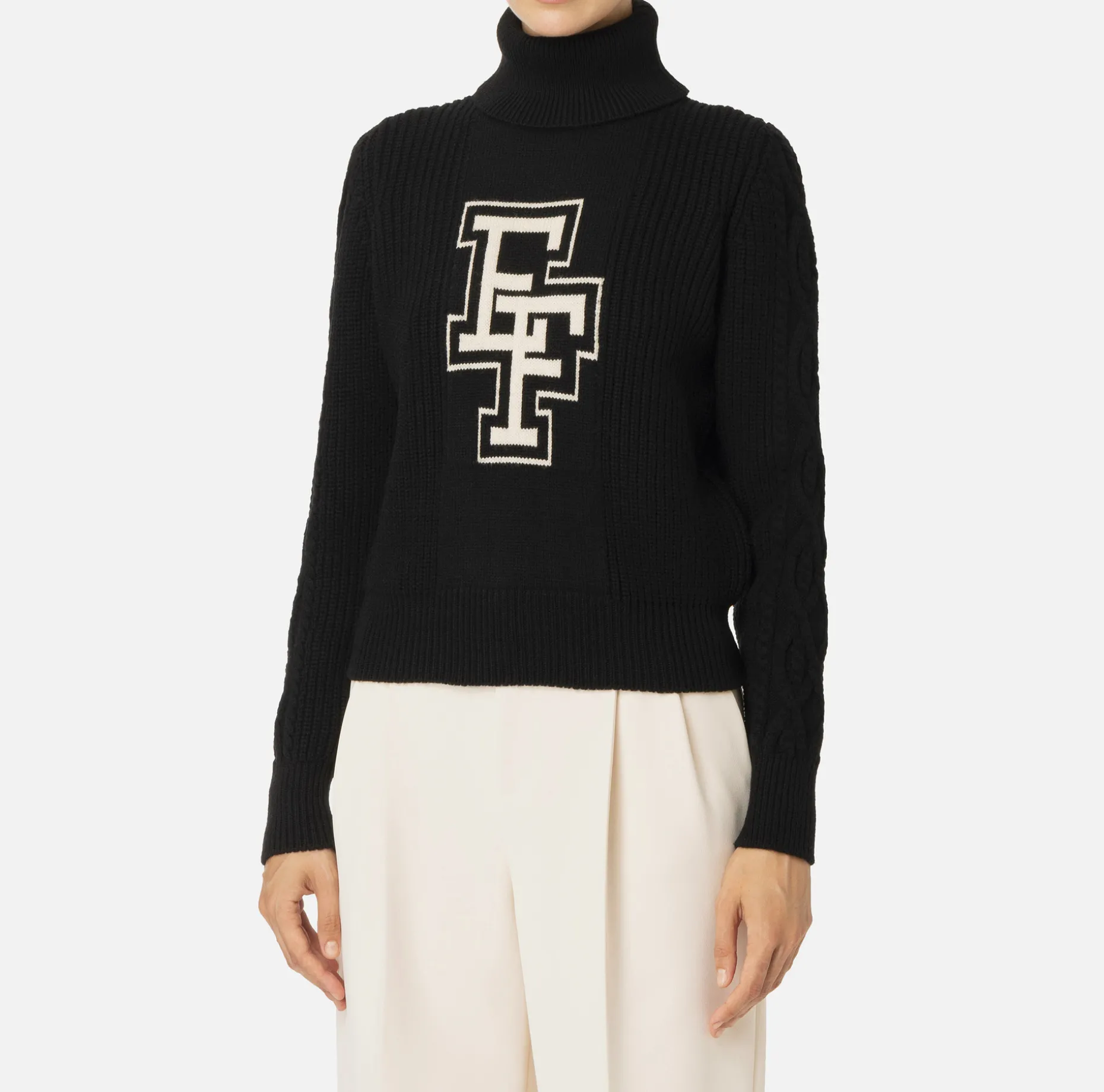 Elisabetta Franchi Knitwear And Sweatshirts | College-style wool turtleneck top