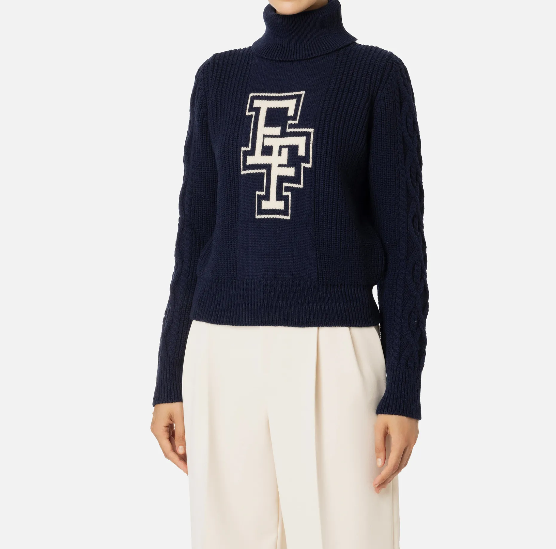 Elisabetta Franchi Knitwear And Sweatshirts | College-style wool turtleneck top