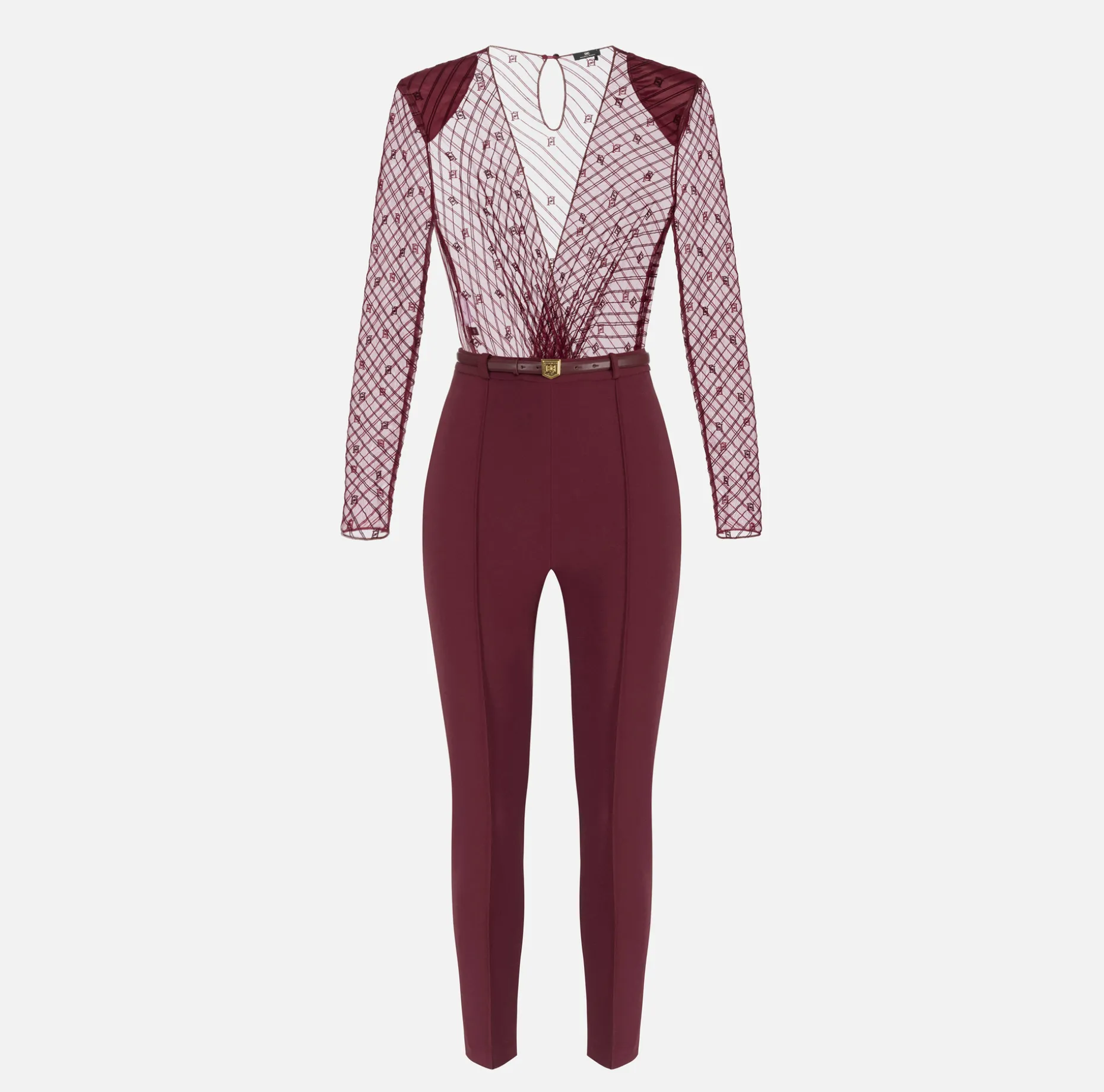 Elisabetta Franchi Jumpsuits | Combined jumpsuit in flocked tulle with diagonal pattern