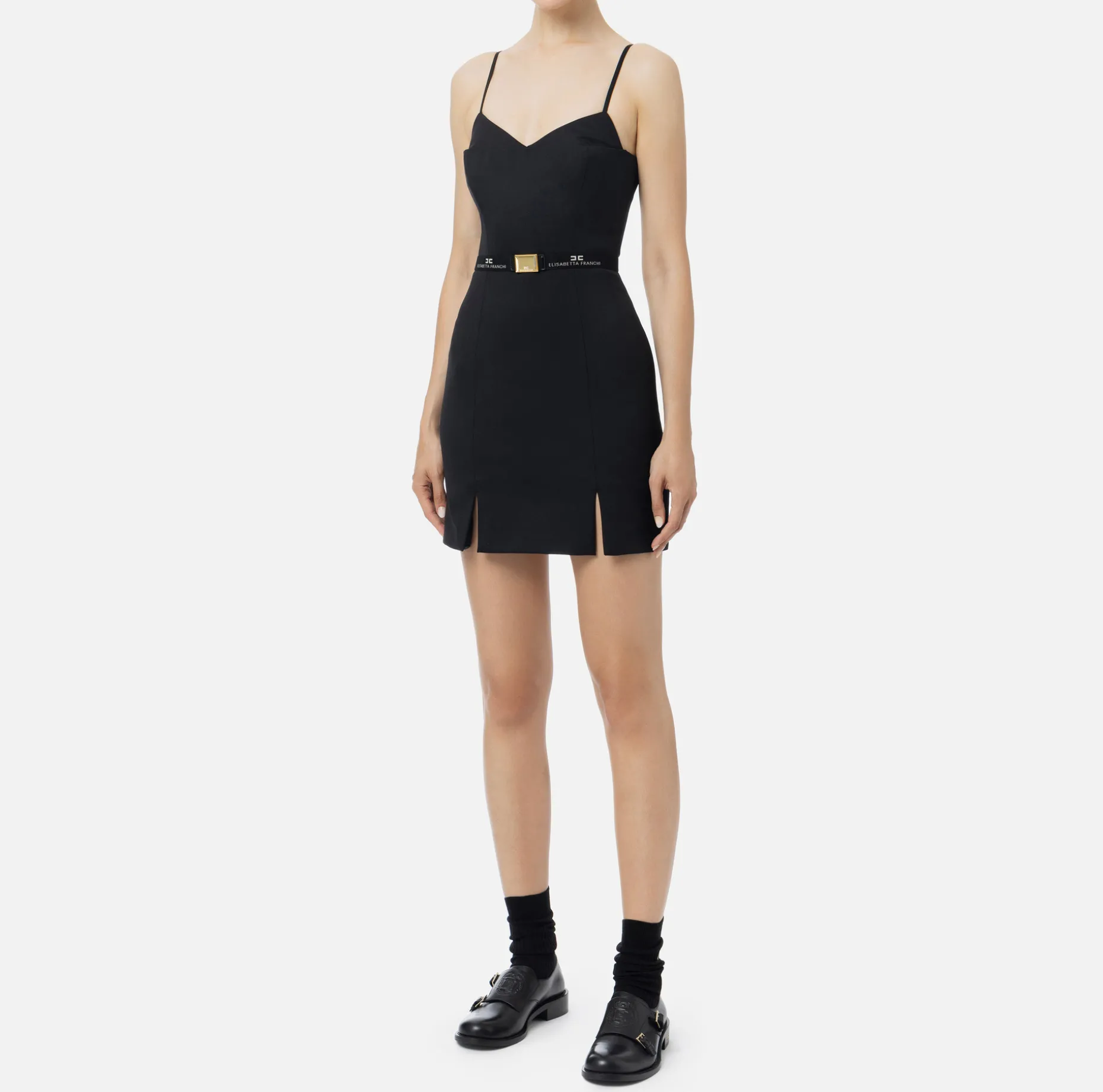 Elisabetta Franchi Mini Dresses | Dresses | Cool wool melange mini-dress with belt