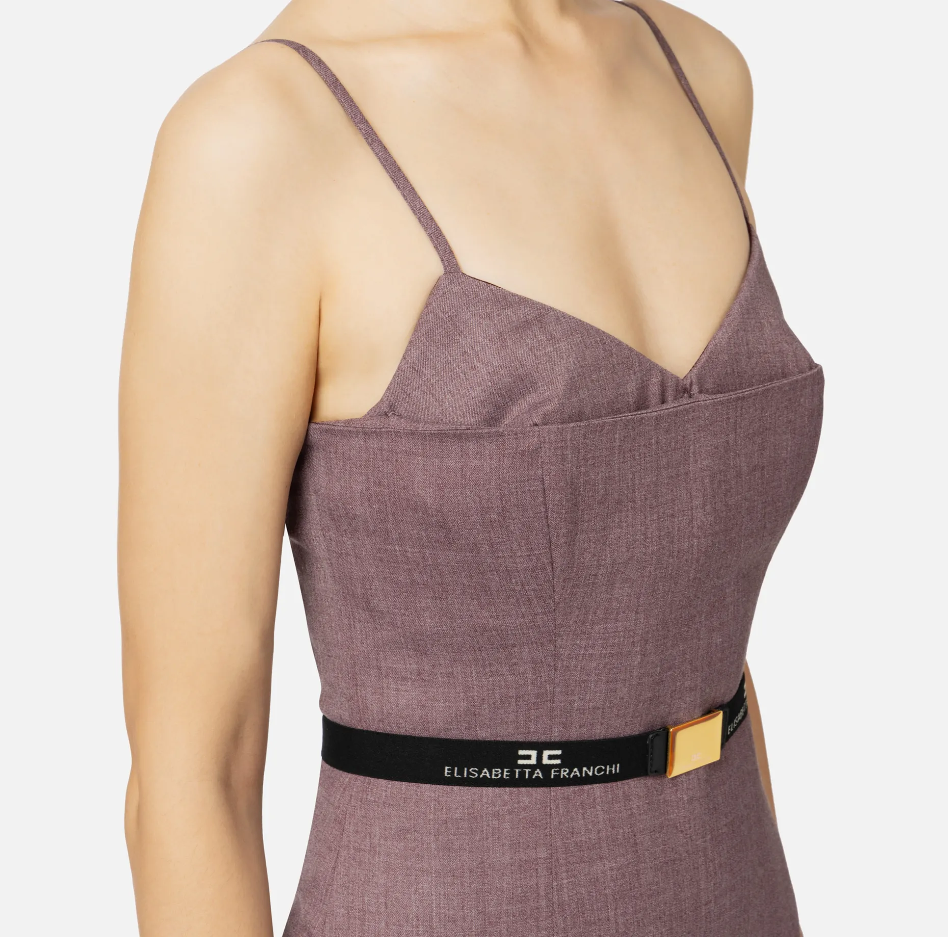 Elisabetta Franchi Mini Dresses | Dresses | Cool wool melange mini-dress with belt