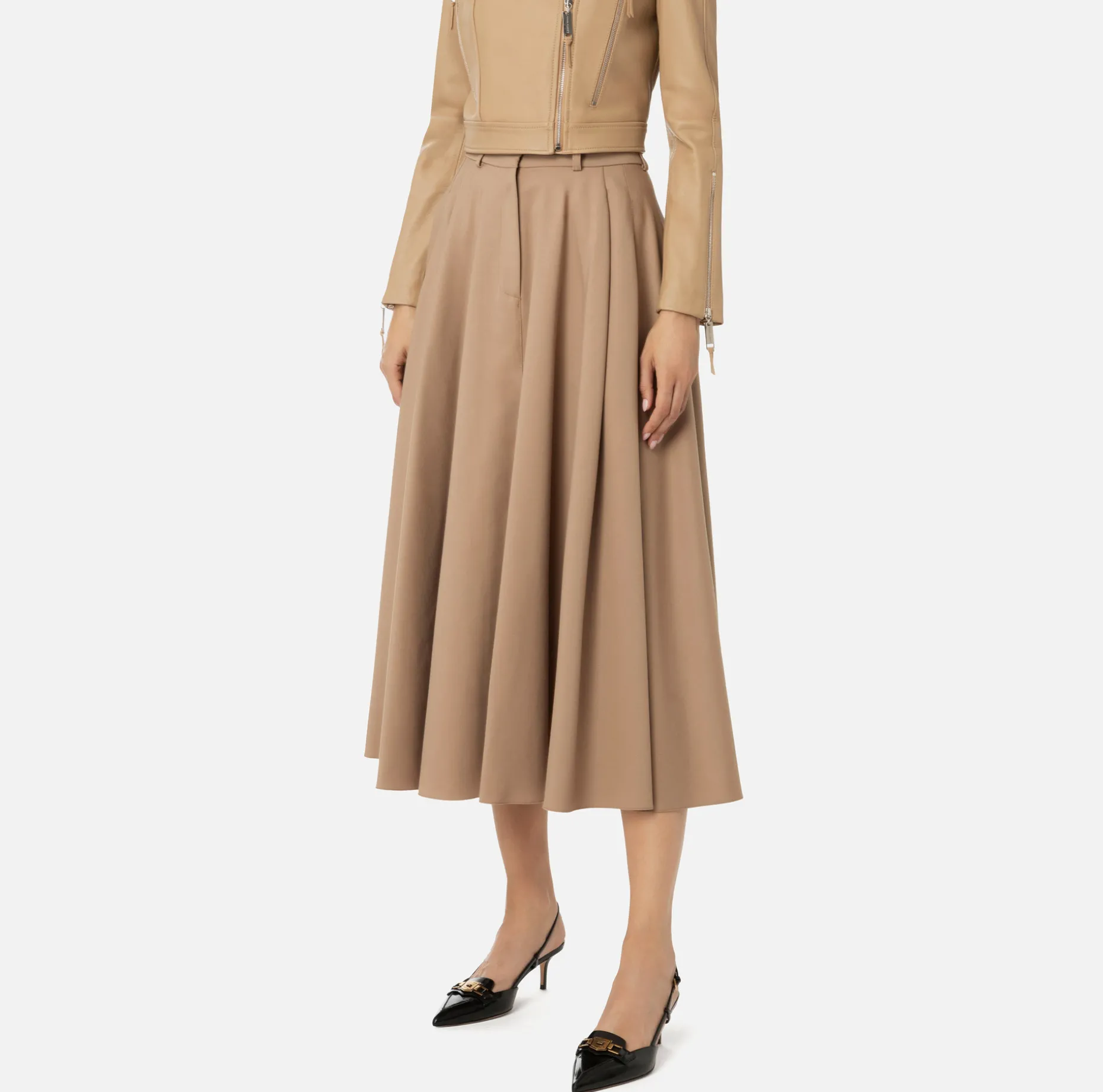 Elisabetta Franchi Skirts | Cool wool midi skirt with emblem embroidery