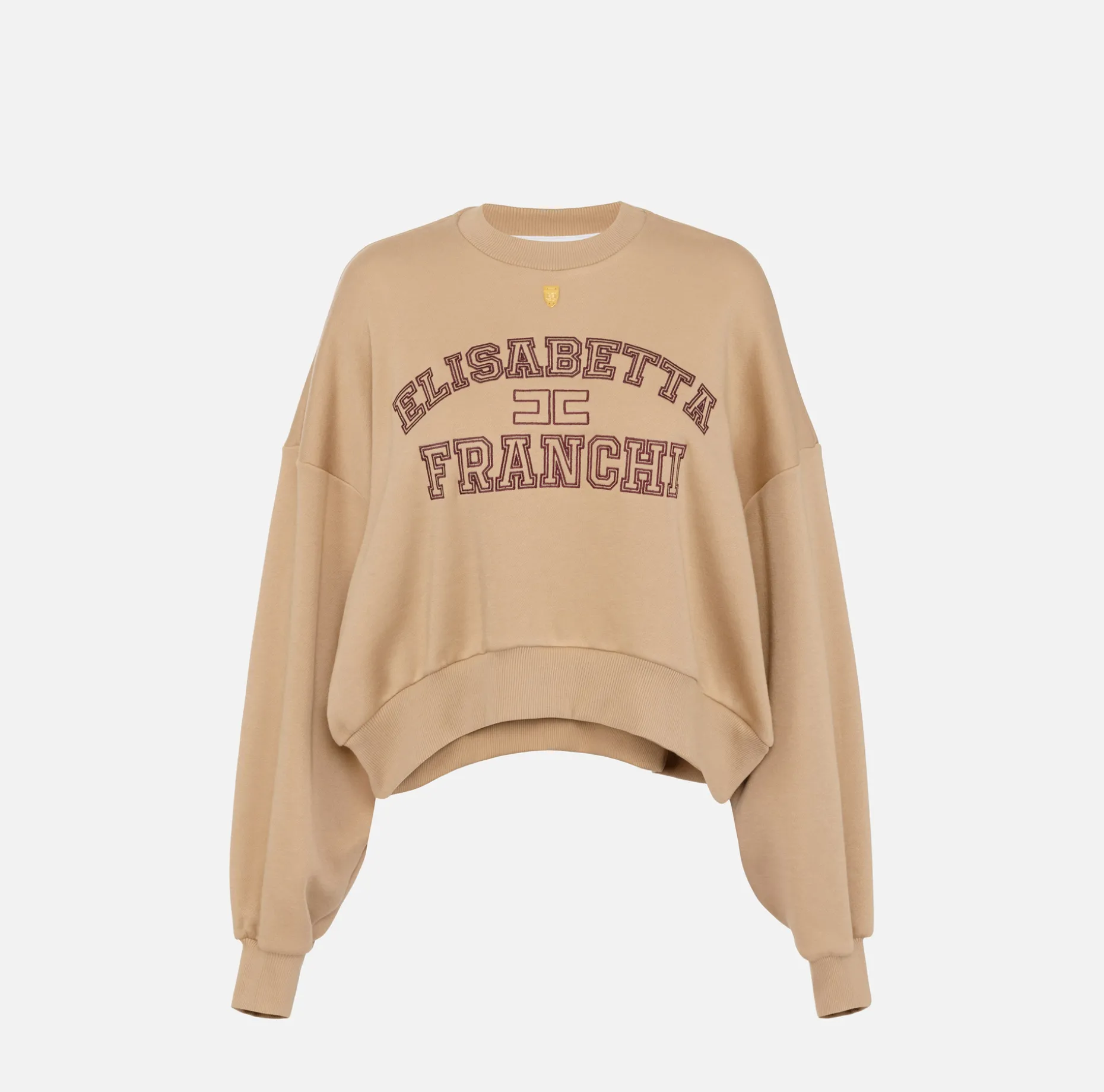 Elisabetta Franchi Knitwear And Sweatshirts | Cotton cropped sweatshirt with college logo