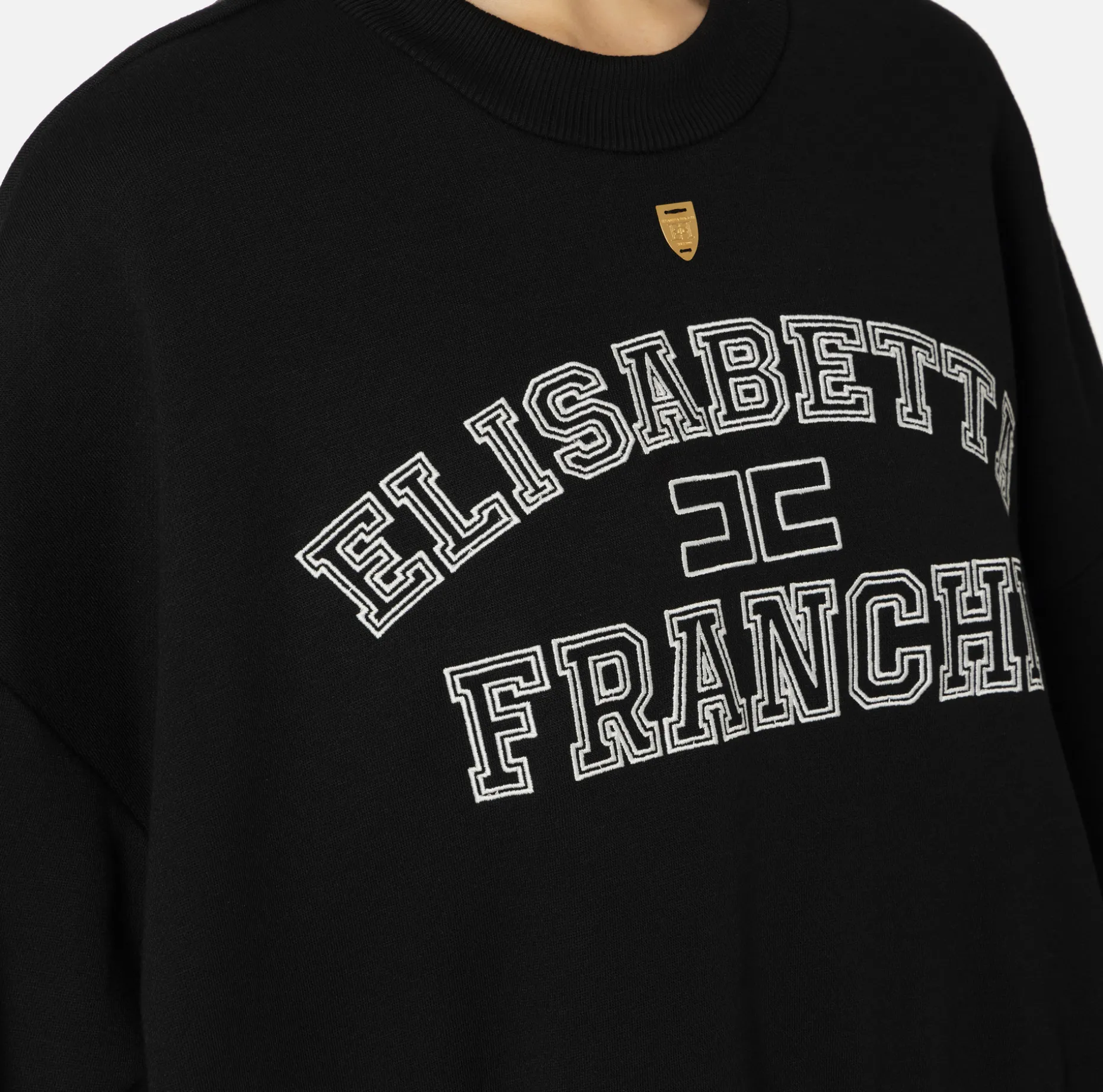 Elisabetta Franchi Knitwear And Sweatshirts | Cotton cropped sweatshirt with college logo